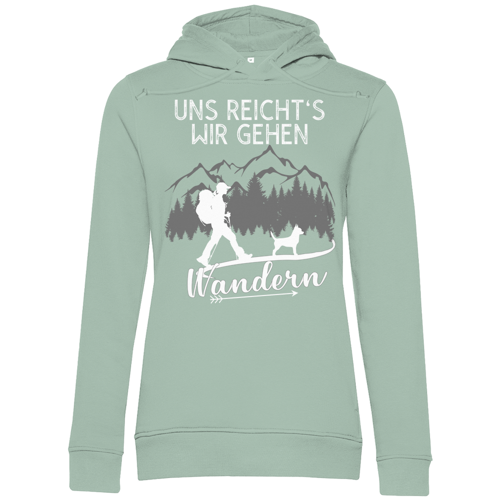 Uns reicht's wir gehen wandern - Streifen/ Damen Bio-Hoodie personalisiert
