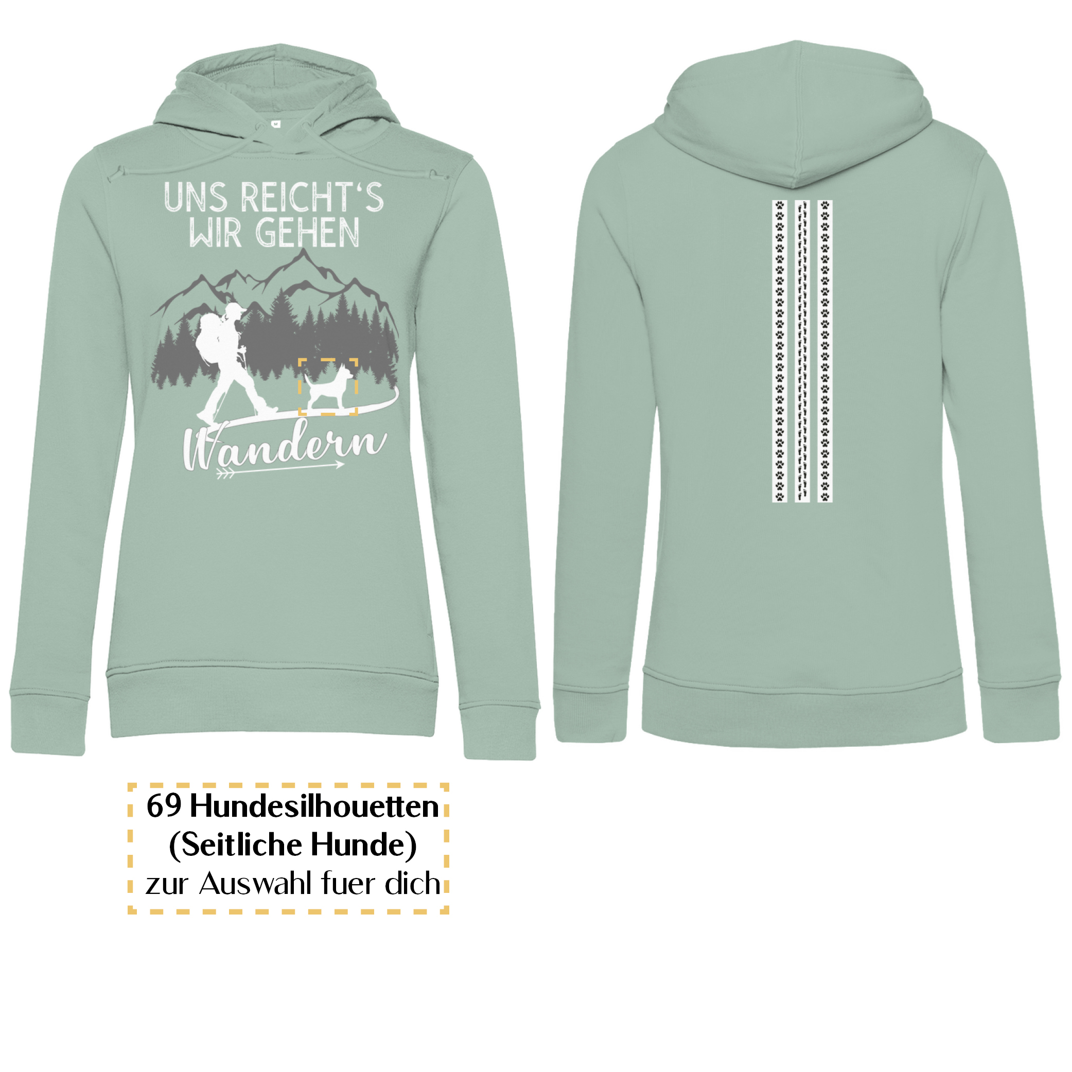 Uns reicht's wir gehen wandern - Streifen/ Damen Bio-Hoodie personalisiert - Image 2