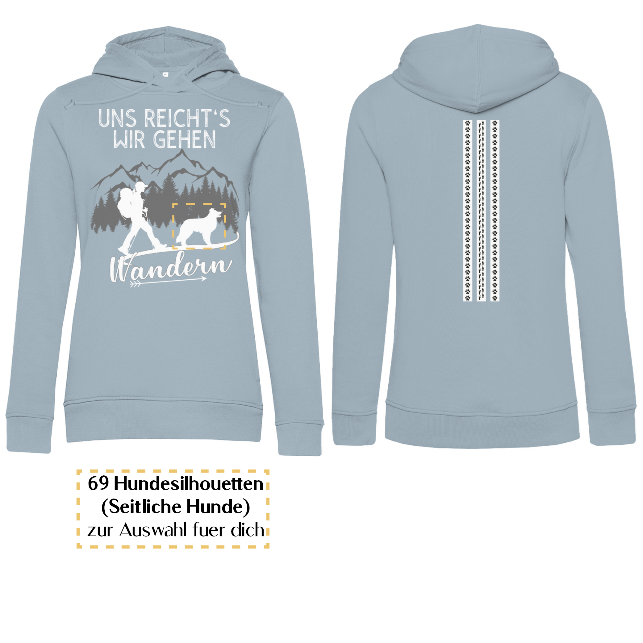 Uns reicht's wir gehen wandern - Streifen/ Damen Bio-Hoodie personalisiert - Image 3