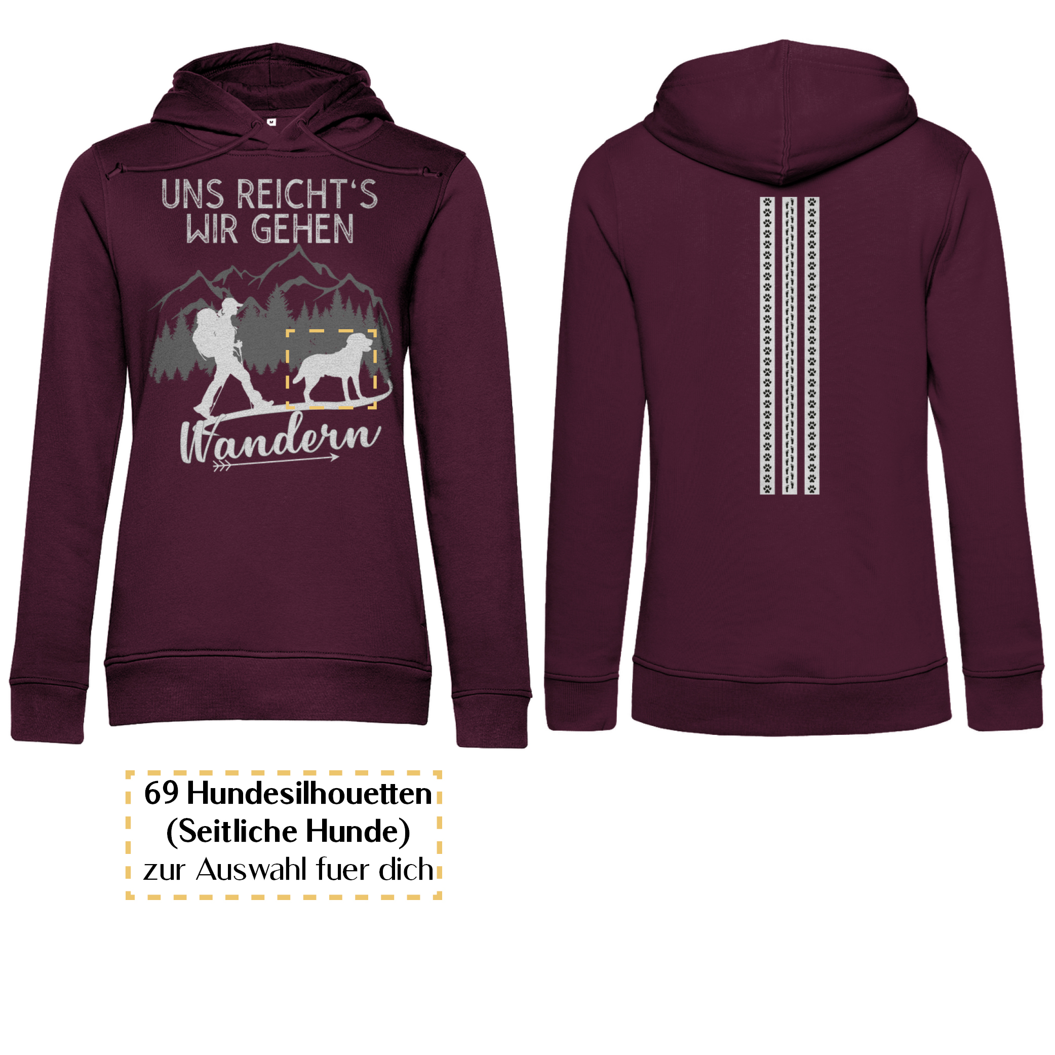 Uns reicht's wir gehen wandern - Streifen/ Damen Bio-Hoodie personalisiert - Image 4