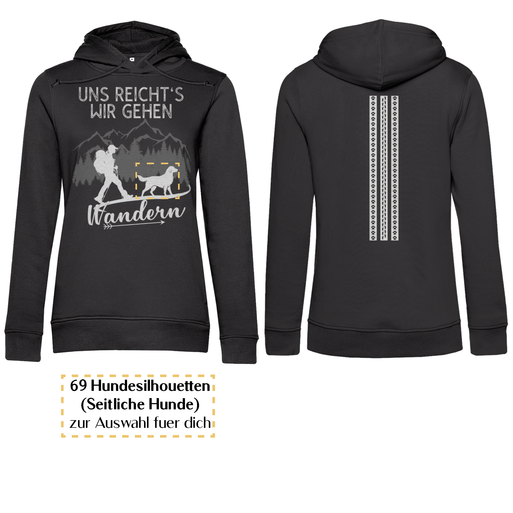 Uns reicht's wir gehen wandern - Streifen/ Damen Bio-Hoodie personalisiert - Image 6