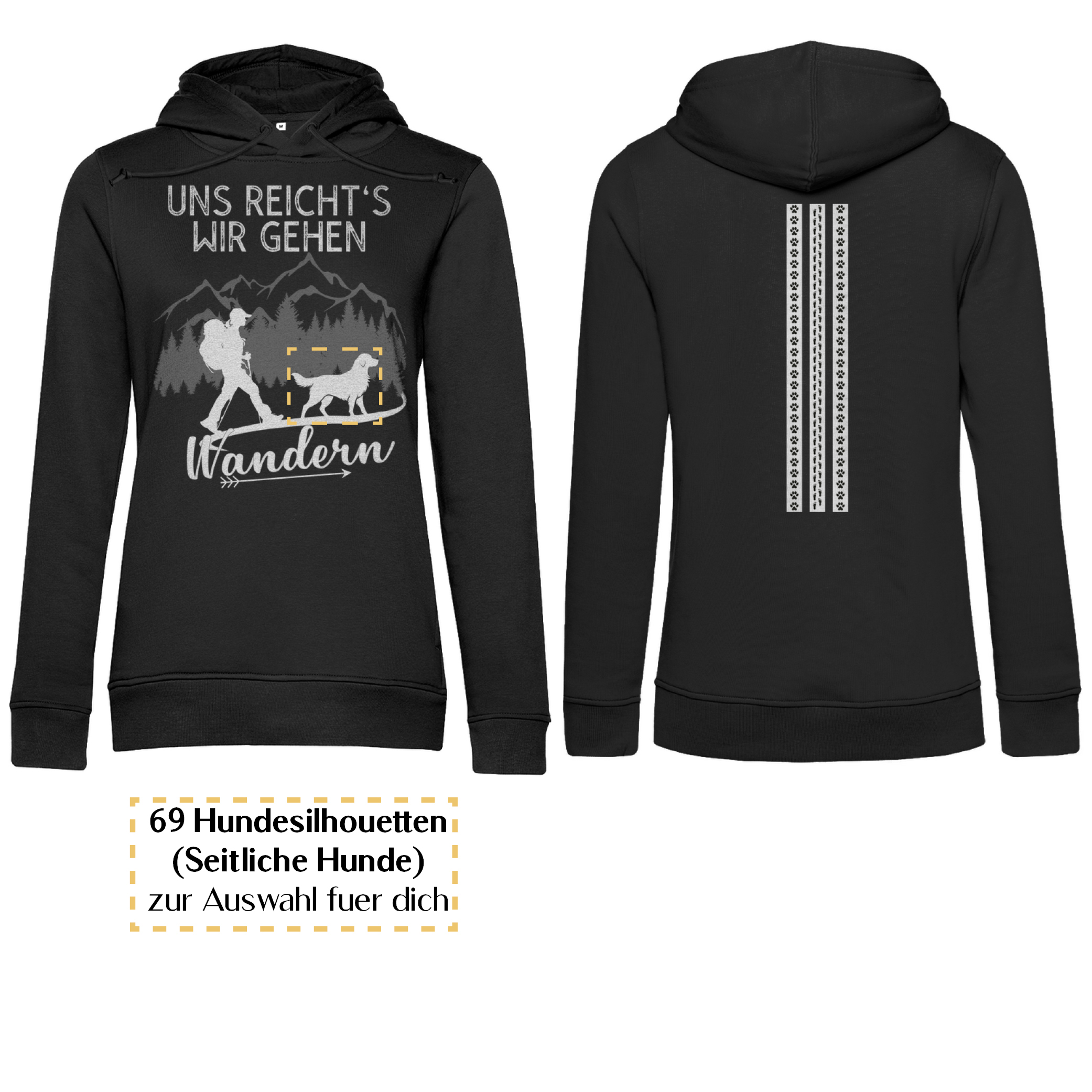 Uns reicht's wir gehen wandern - Streifen/ Damen Bio-Hoodie personalisiert - Image 7