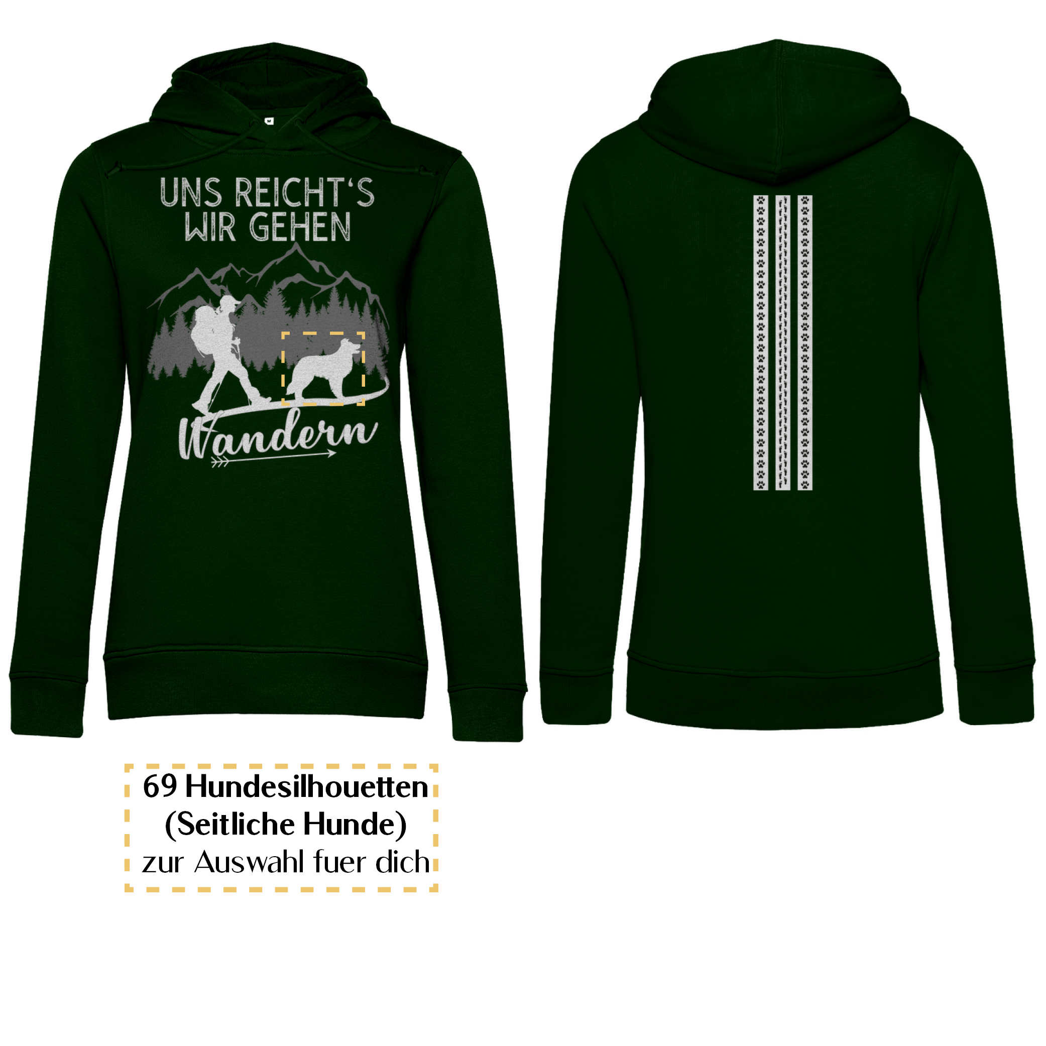 Uns reicht's wir gehen wandern - Streifen/ Damen Bio-Hoodie personalisiert - Image 8