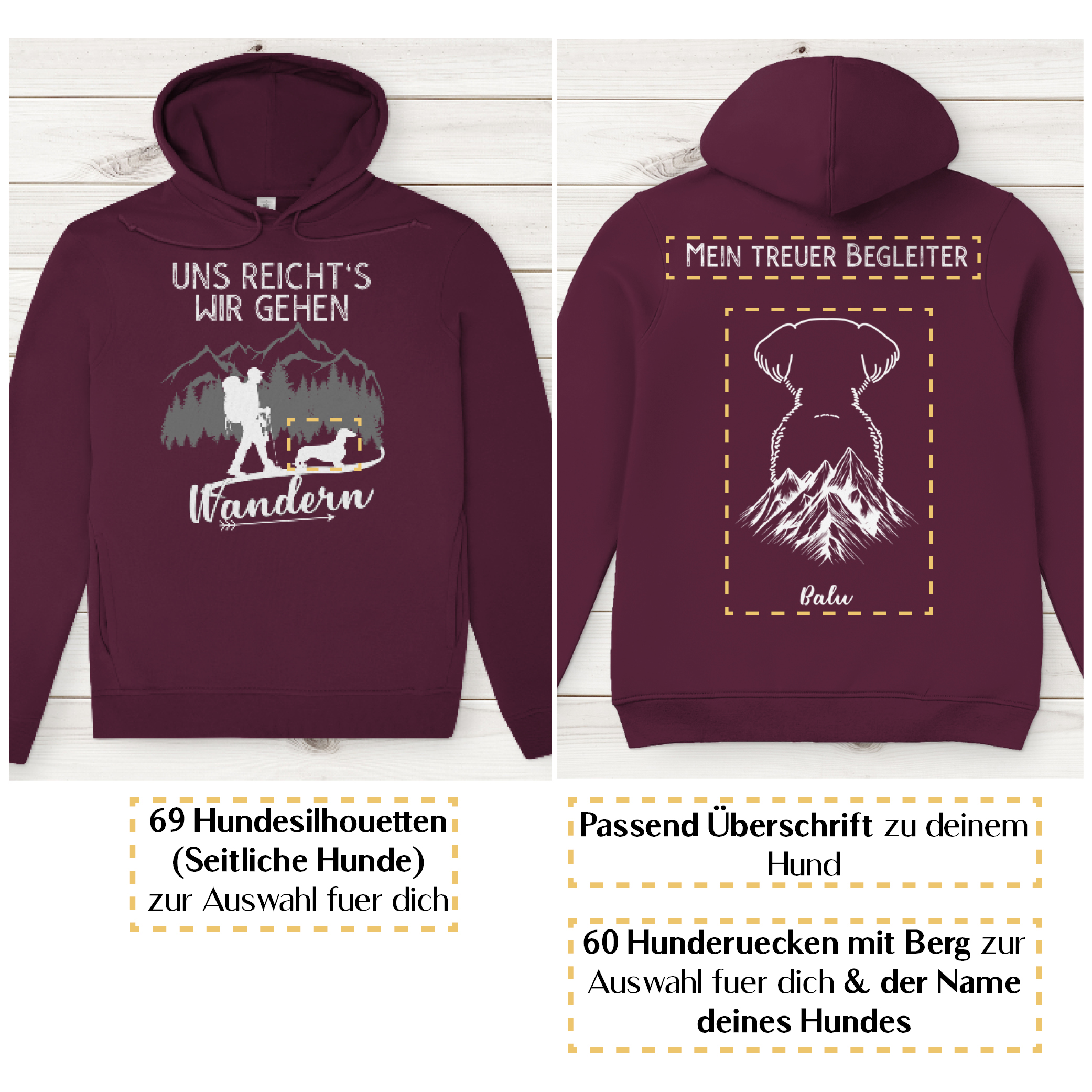 Uns reicht's wir gehen wandern - HunderückenBerg/ Herren Bio-Hoodie personalisiert - Image 10