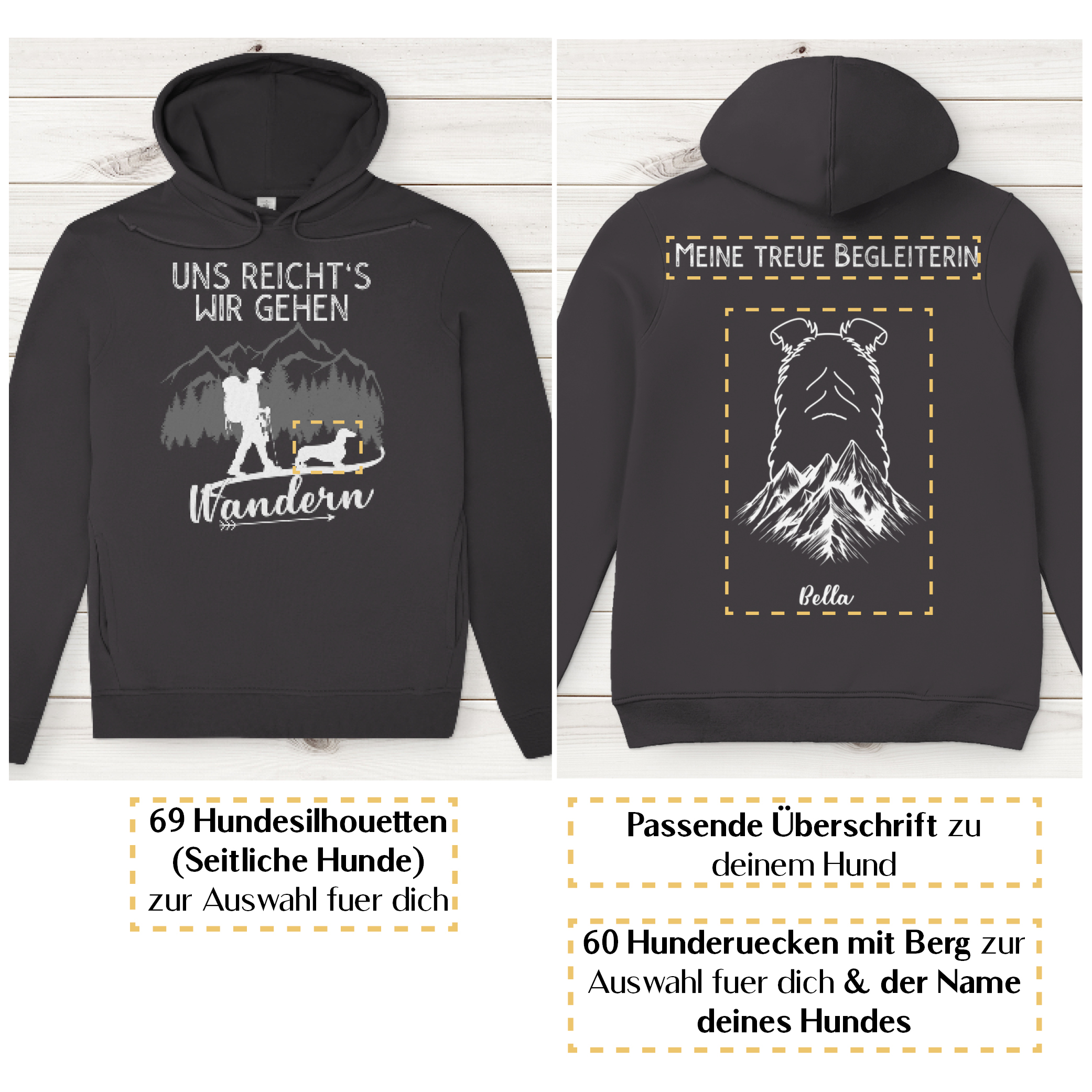 Uns reicht's wir gehen wandern - HunderückenBerg/ Herren Bio-Hoodie personalisiert - Image 2