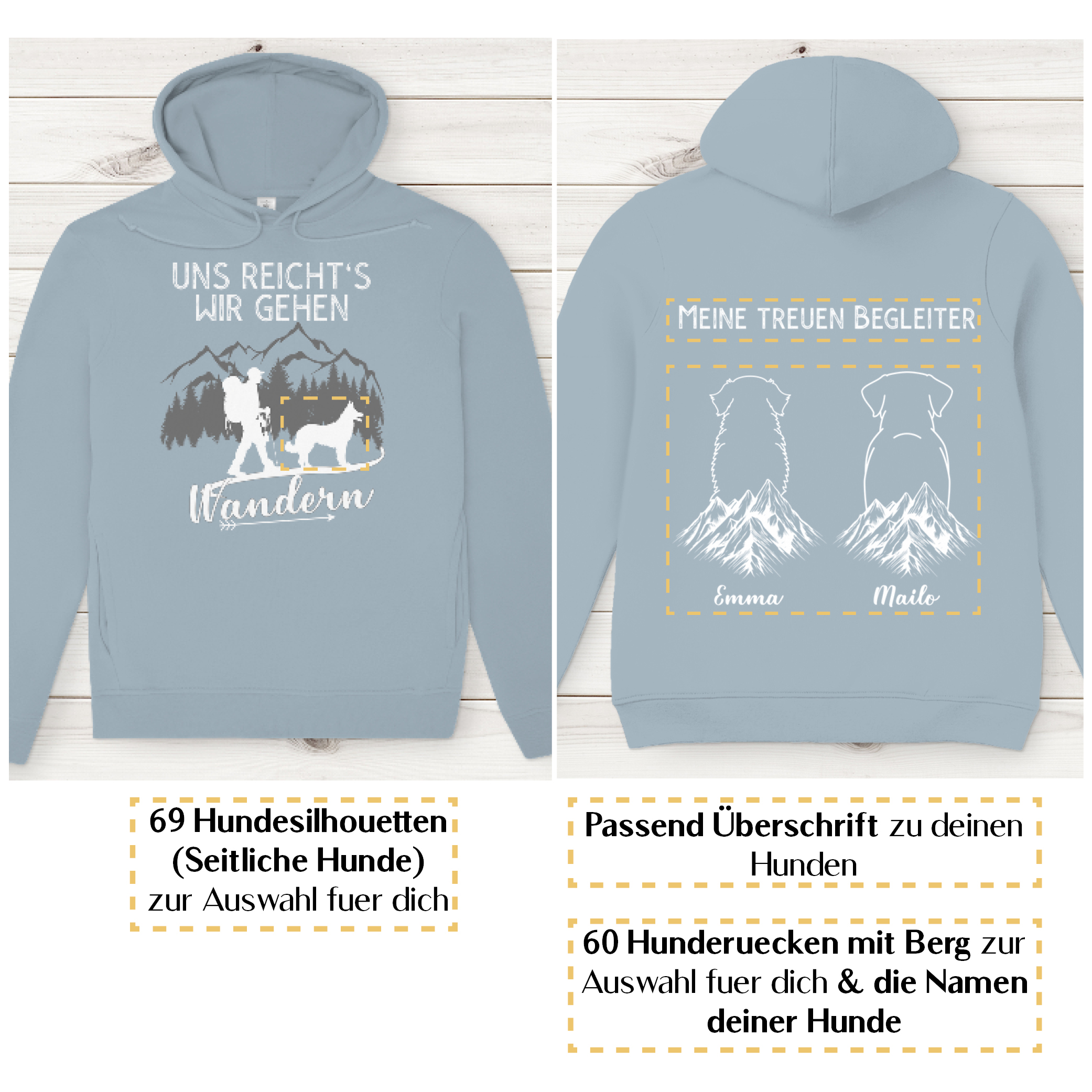 Uns reicht's wir gehen wandern - HunderückenBerg/ Herren Bio-Hoodie personalisiert - Image 4