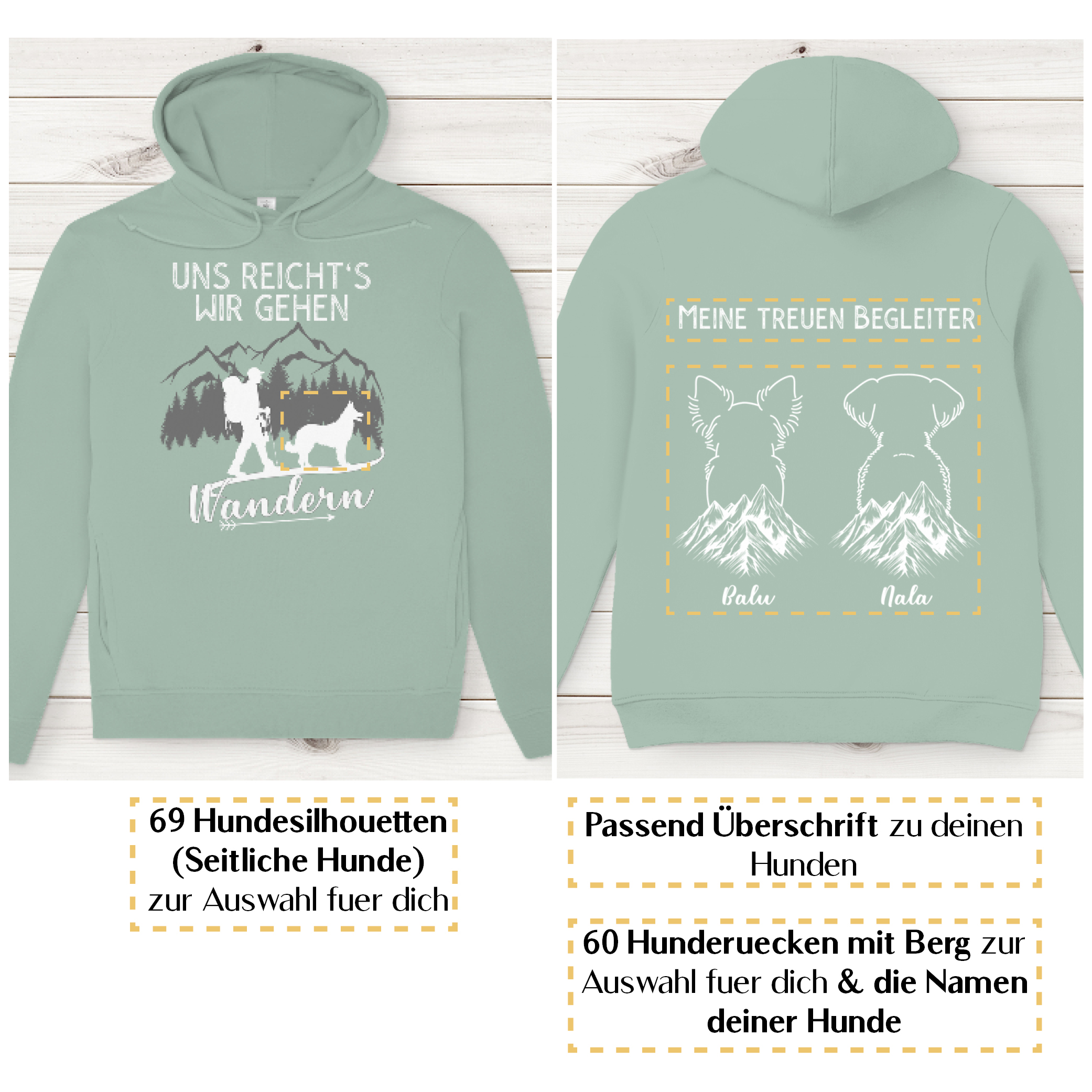Uns reicht's wir gehen wandern - HunderückenBerg/ Herren Bio-Hoodie personalisiert - Image 5