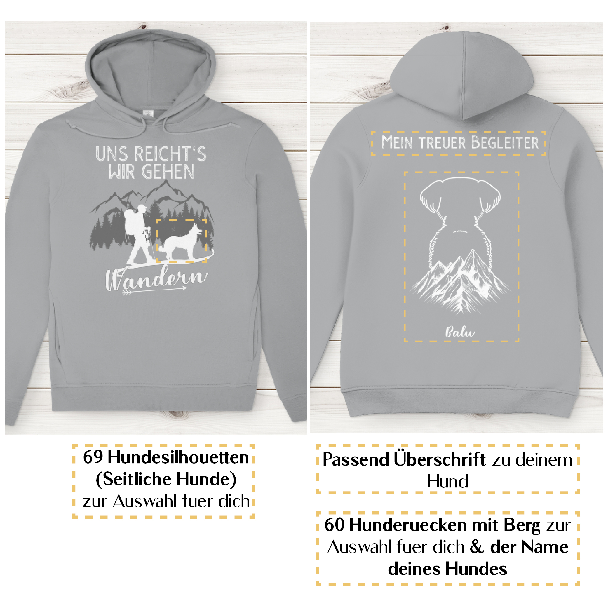 Uns reicht's wir gehen wandern - HunderückenBerg/ Herren Bio-Hoodie personalisiert - Image 6