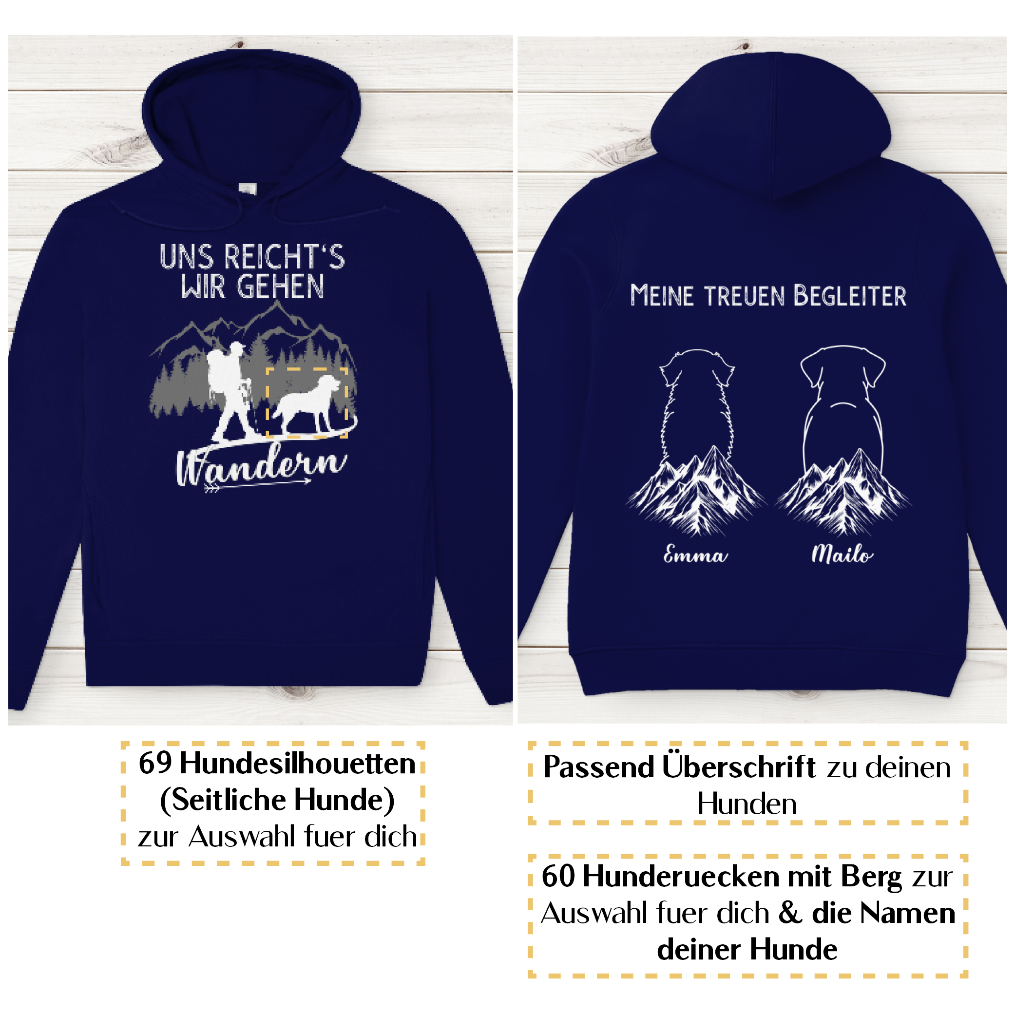 Uns reicht's wir gehen wandern - HunderückenBerg/ Herren Bio-Hoodie personalisiert - Image 7