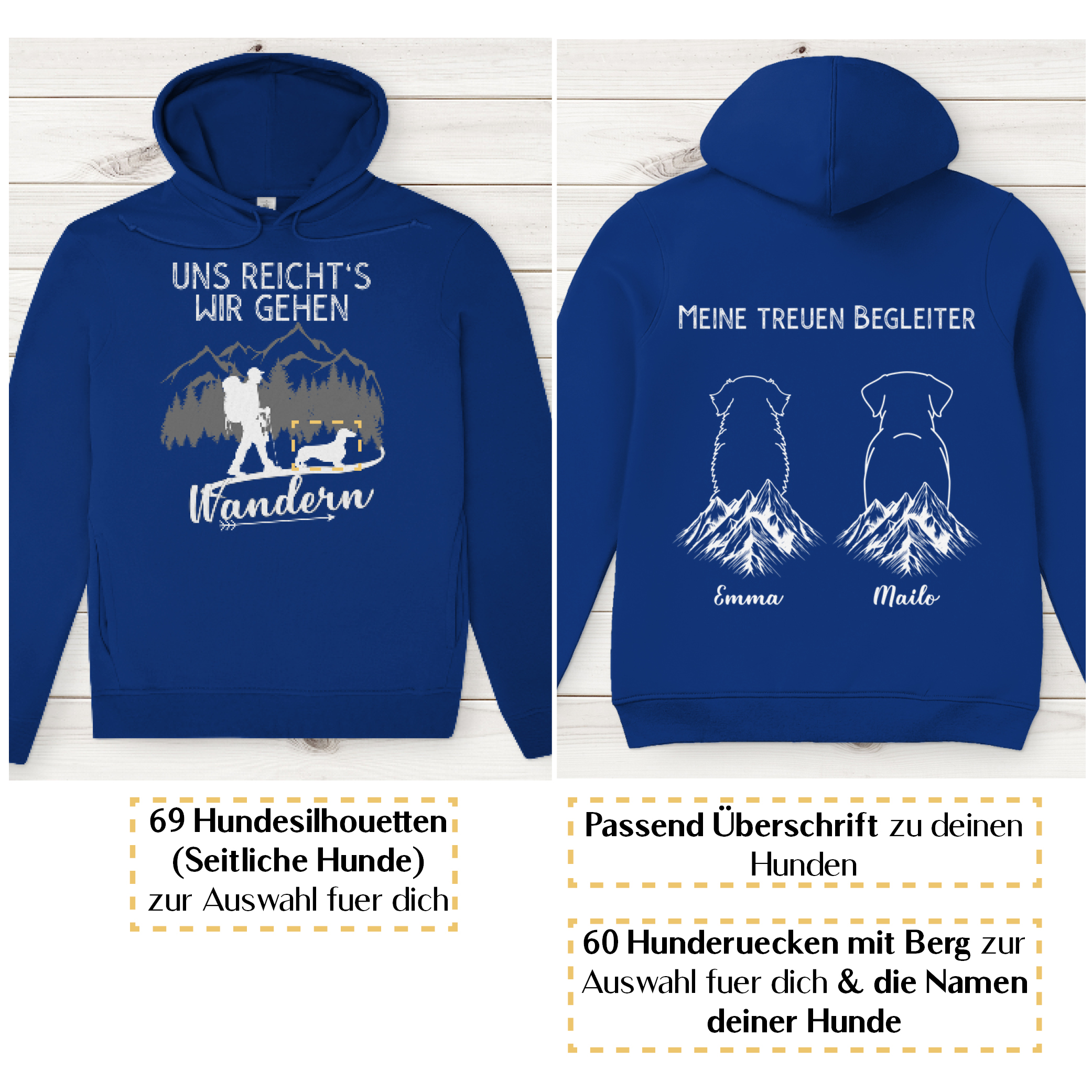 Uns reicht's wir gehen wandern - HunderückenBerg/ Herren Bio-Hoodie personalisiert - Image 8