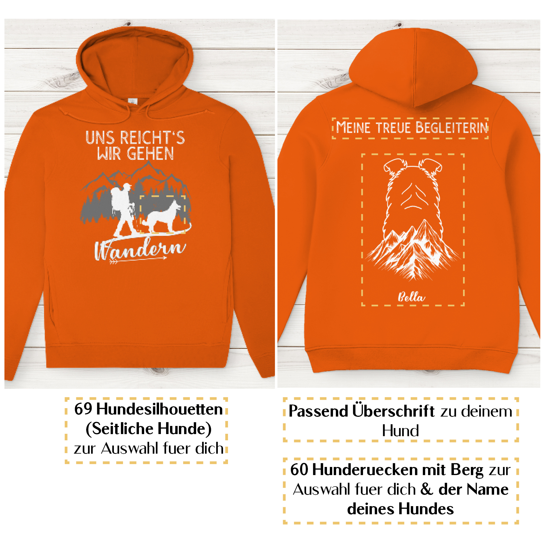 Uns reicht's wir gehen wandern - HunderückenBerg/ Herren Bio-Hoodie personalisiert - Image 9