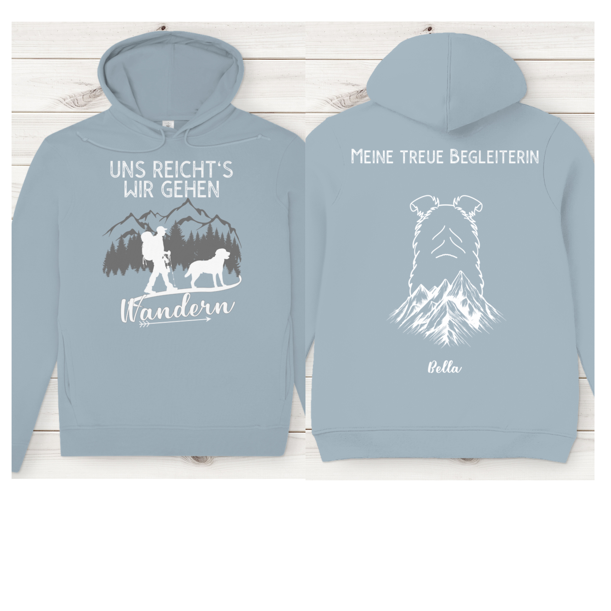 Uns reicht's wir gehen wandern - HunderückenBerg/ Herren Bio-Hoodie personalisiert
