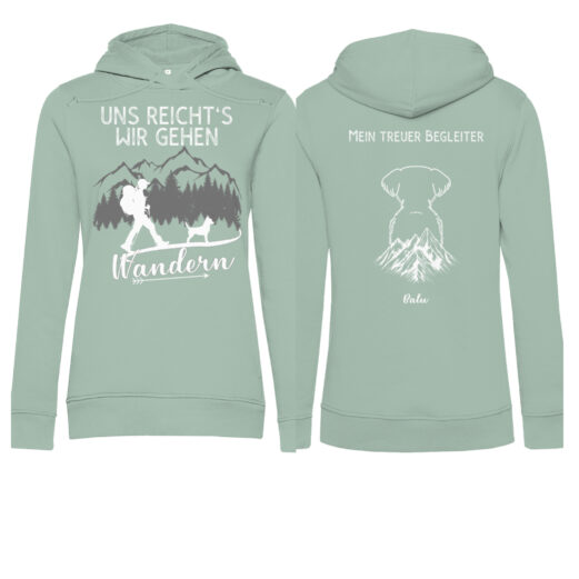 Uns reicht's wir gehen wandern - HunderückenBerg/ Damen Bio-Hoodie personalisiert