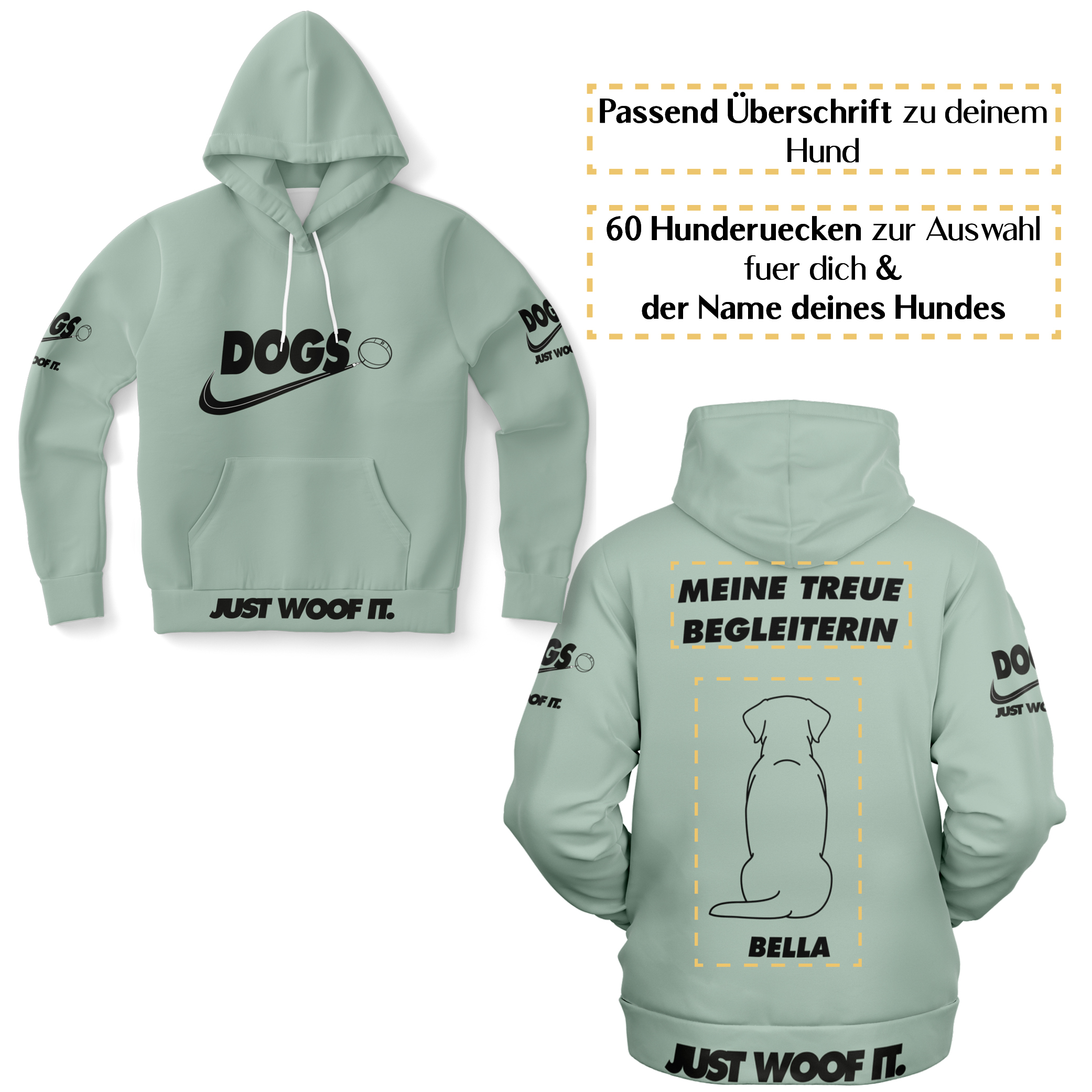 Dogs basic schwarz – Hundrücken/Genderneutraler AoP-Hoodie - Image 5