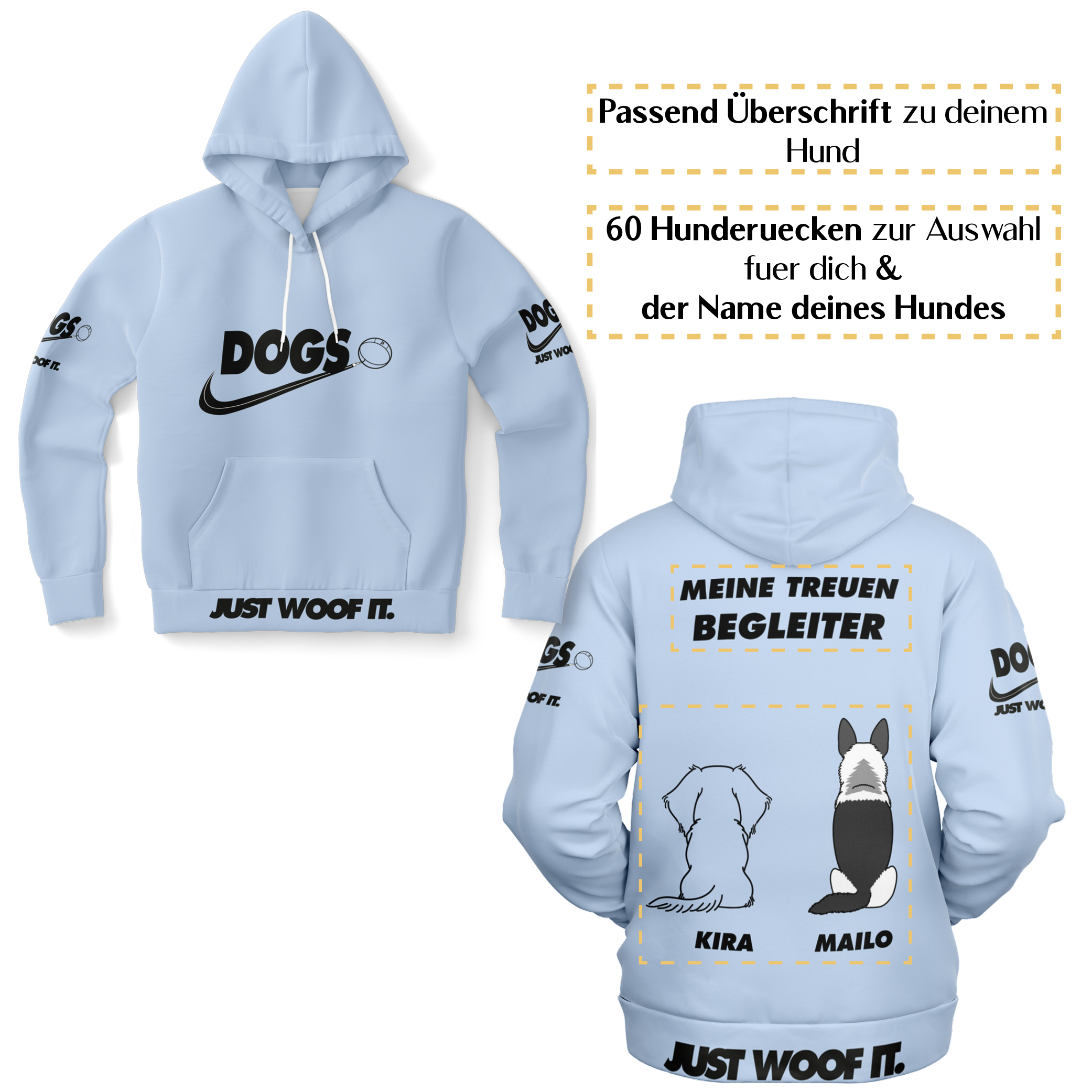 Dogs basic schwarz – Hundrücken/Genderneutraler AoP-Hoodie - Image 4