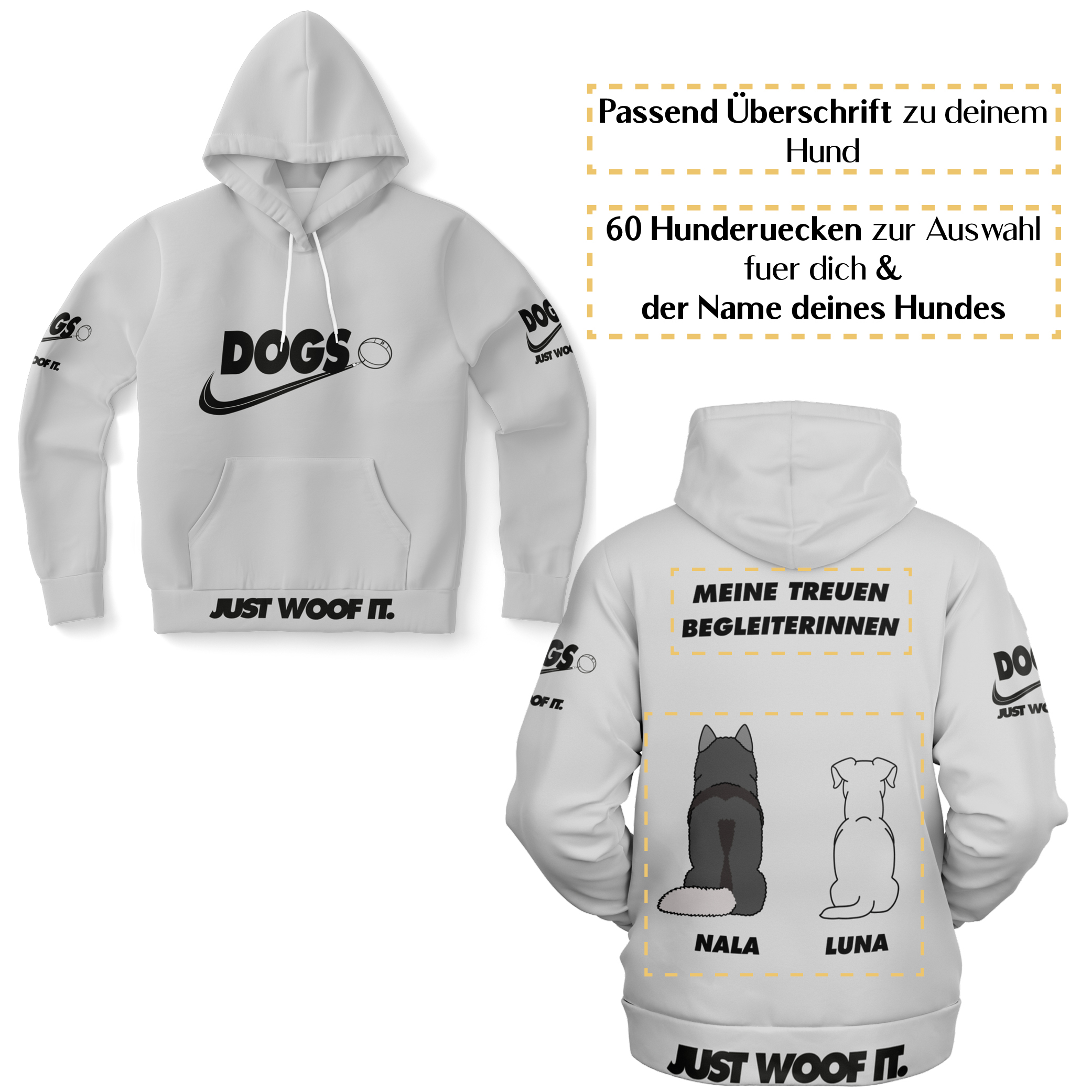 Dogs basic schwarz – Hundrücken/Genderneutraler AoP-Hoodie - Image 3