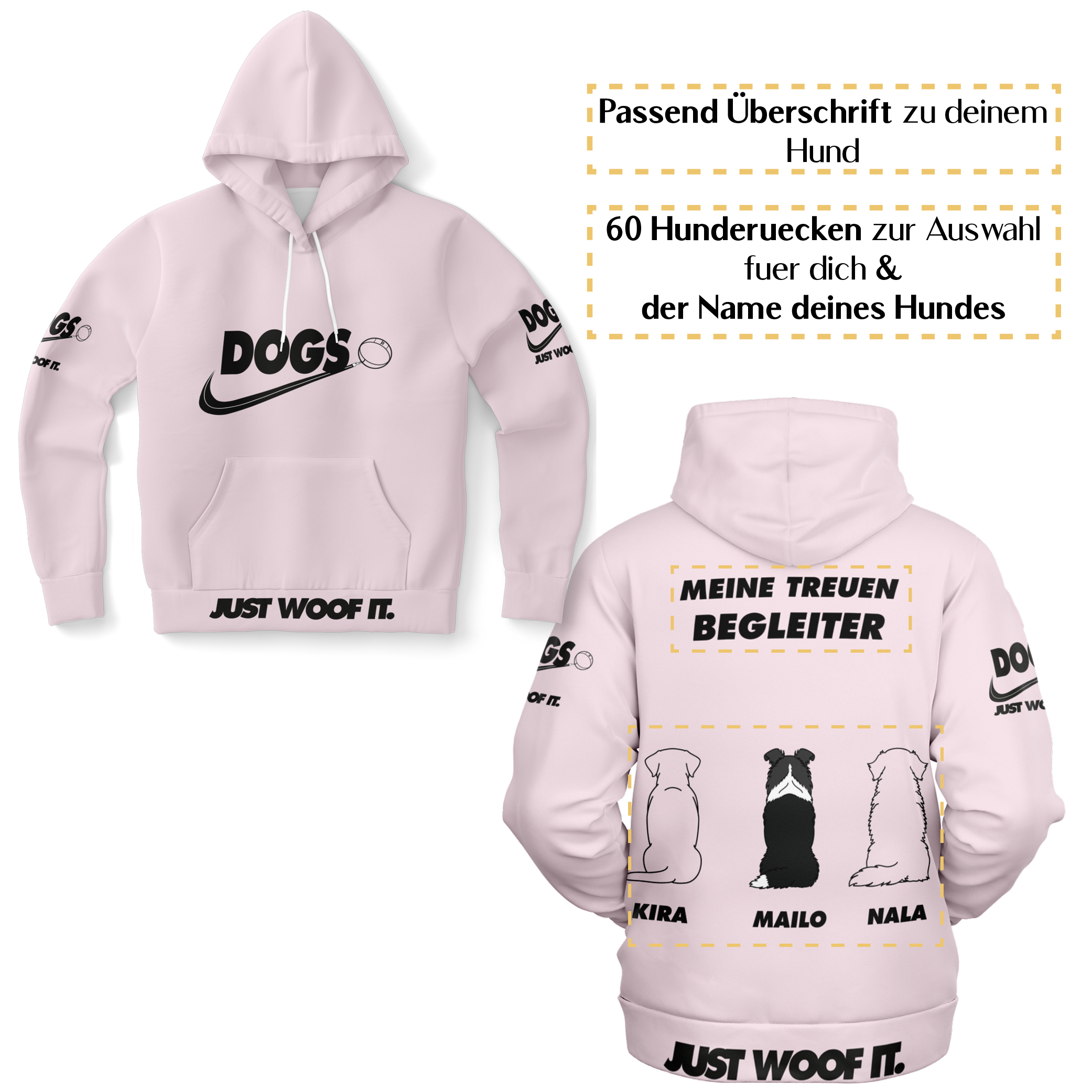Dogs basic schwarz – Hundrücken/Genderneutraler AoP-Hoodie - Image 6