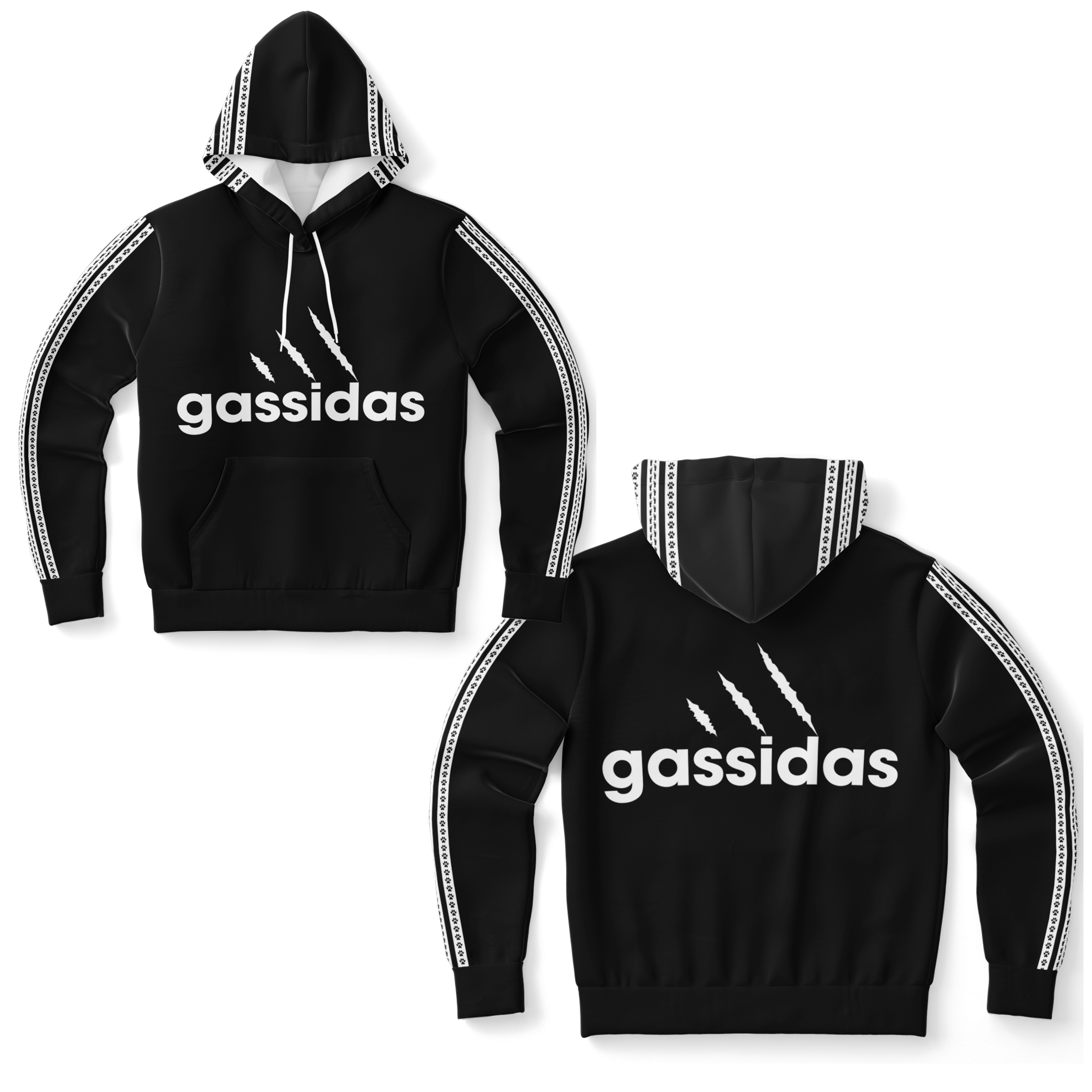 Gassidas basic modern weiss– Streifen /Genderneutraler AoP-Hoodie - Image 2