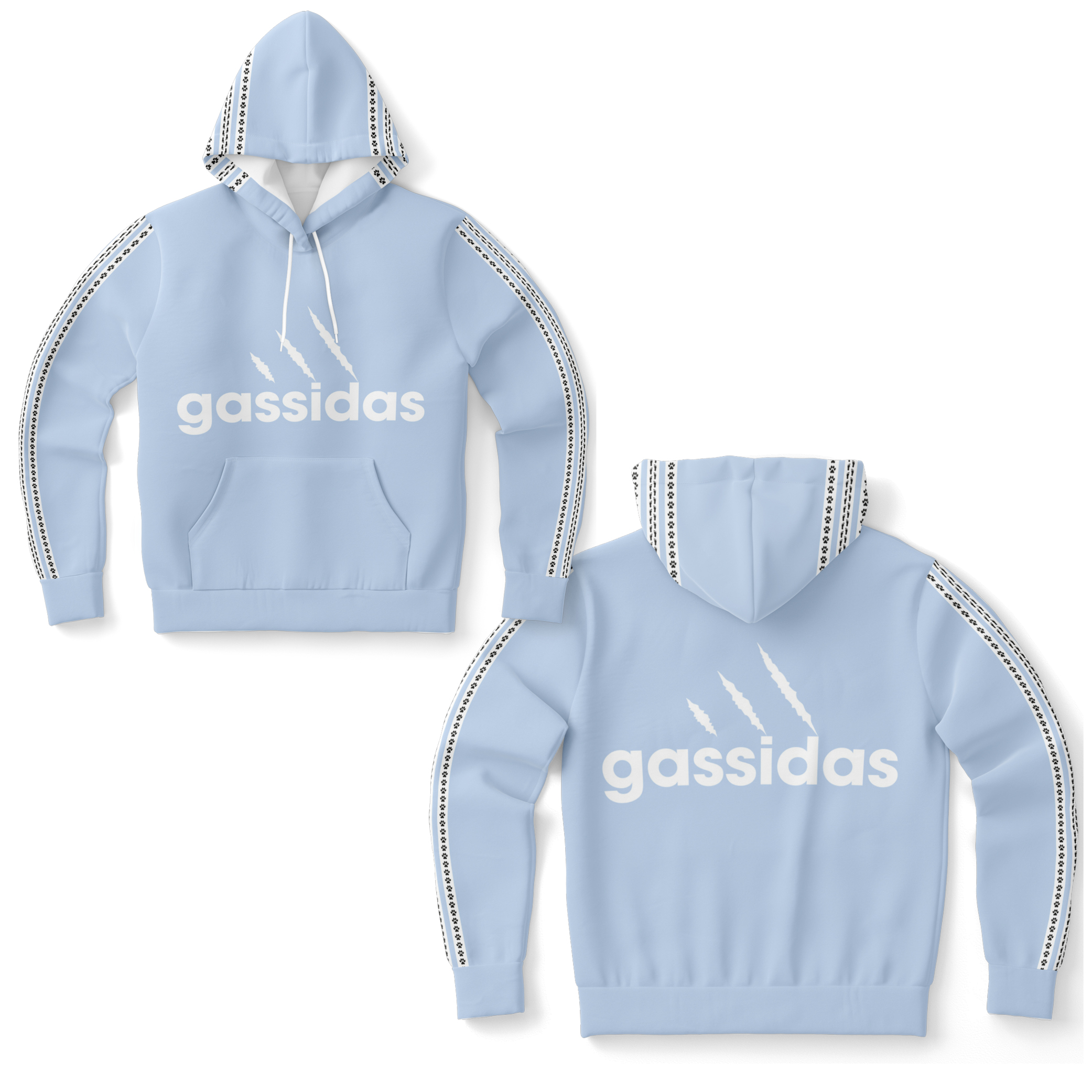 Gassidas basic modern weiss– Streifen /Genderneutraler AoP-Hoodie - Image 5