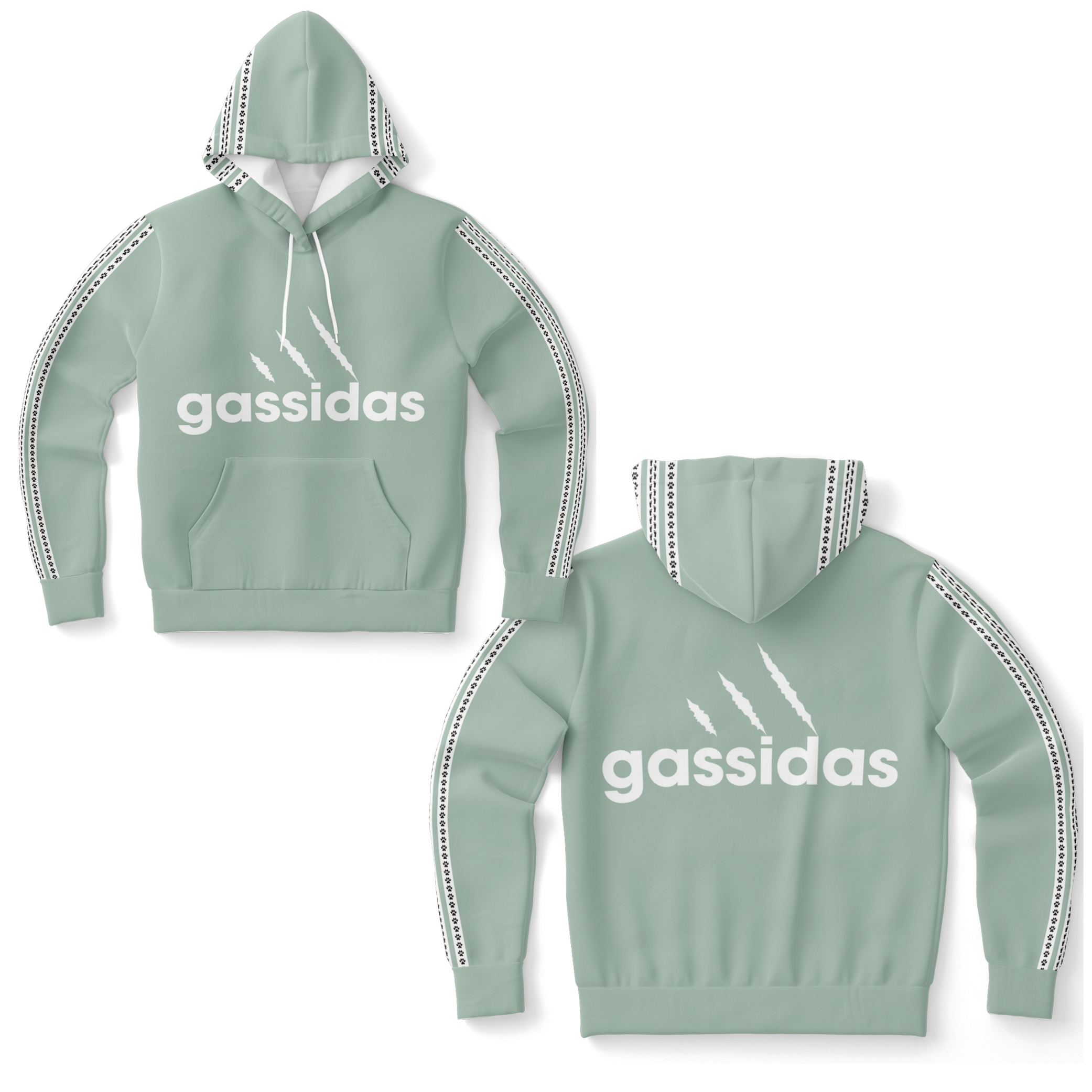 Gassidas basic modern weiss– Streifen /Genderneutraler AoP-Hoodie - Image 6