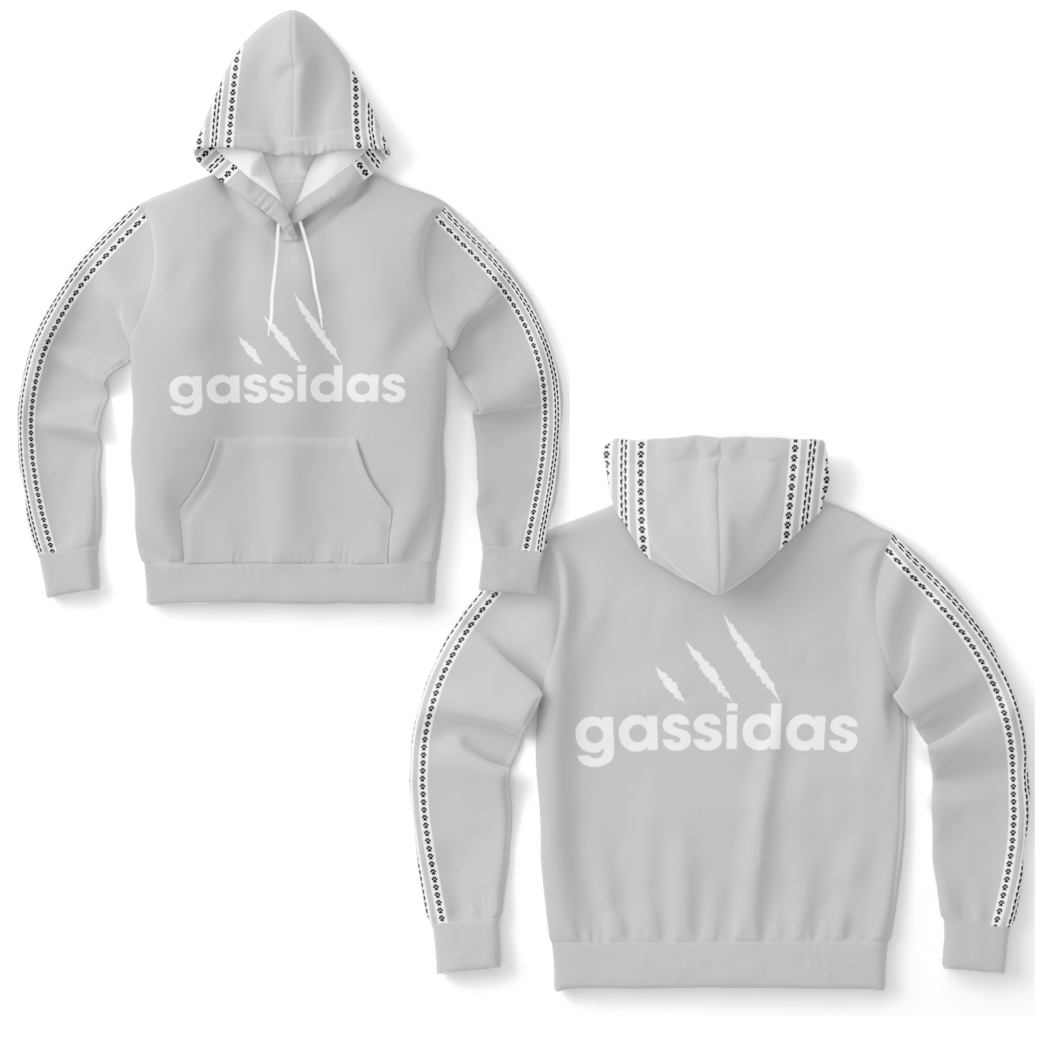 Gassidas basic modern weiss– Streifen /Genderneutraler AoP-Hoodie - Image 4