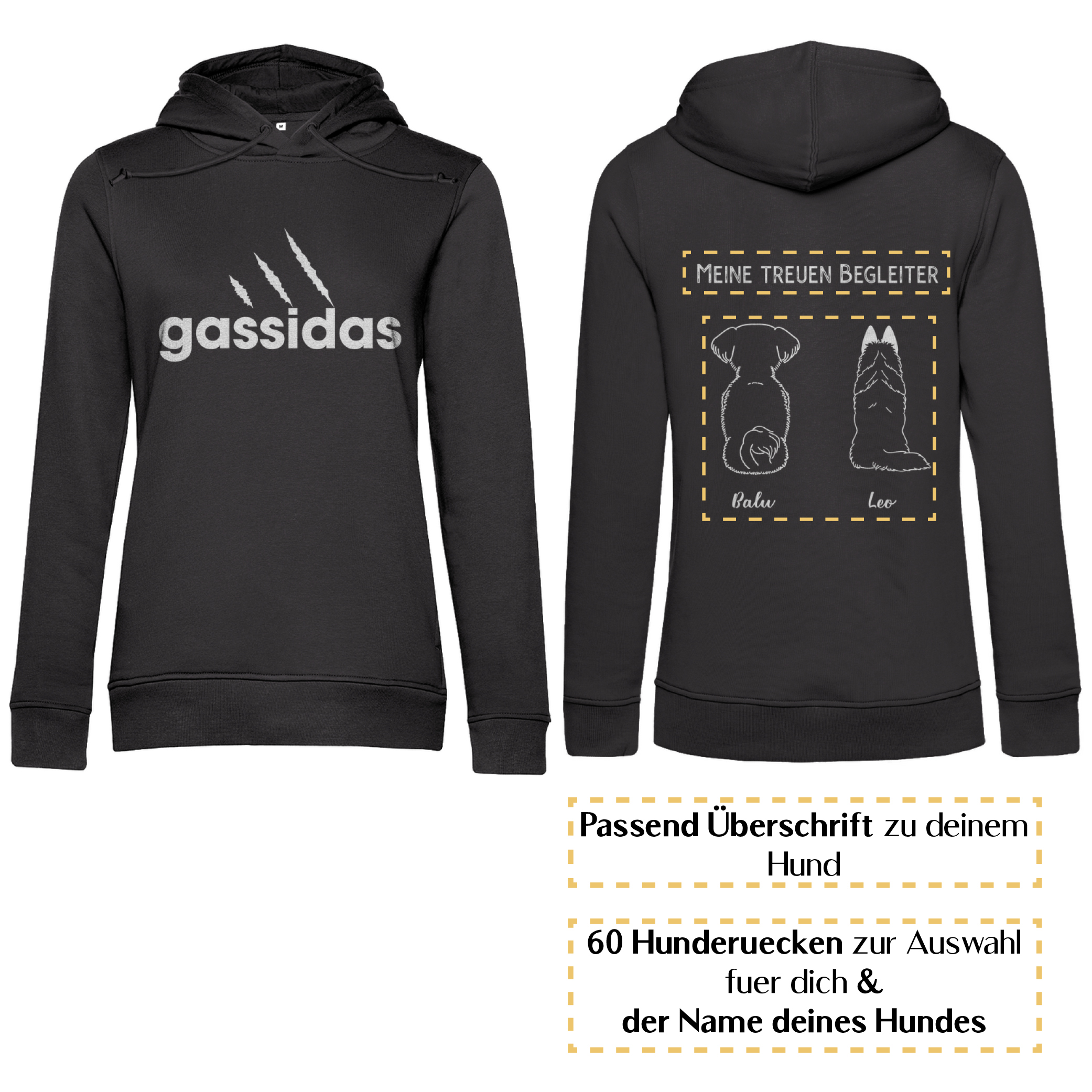 Gassidas basic modern weiss – Hunderücken/ Damen Bio-Hoodie - Image 8