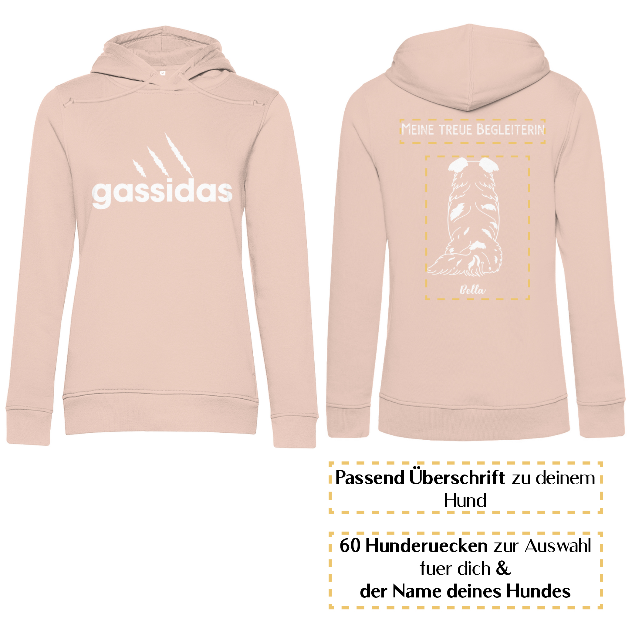 Gassidas basic modern weiss – Hunderücken/ Damen Bio-Hoodie - Image 9