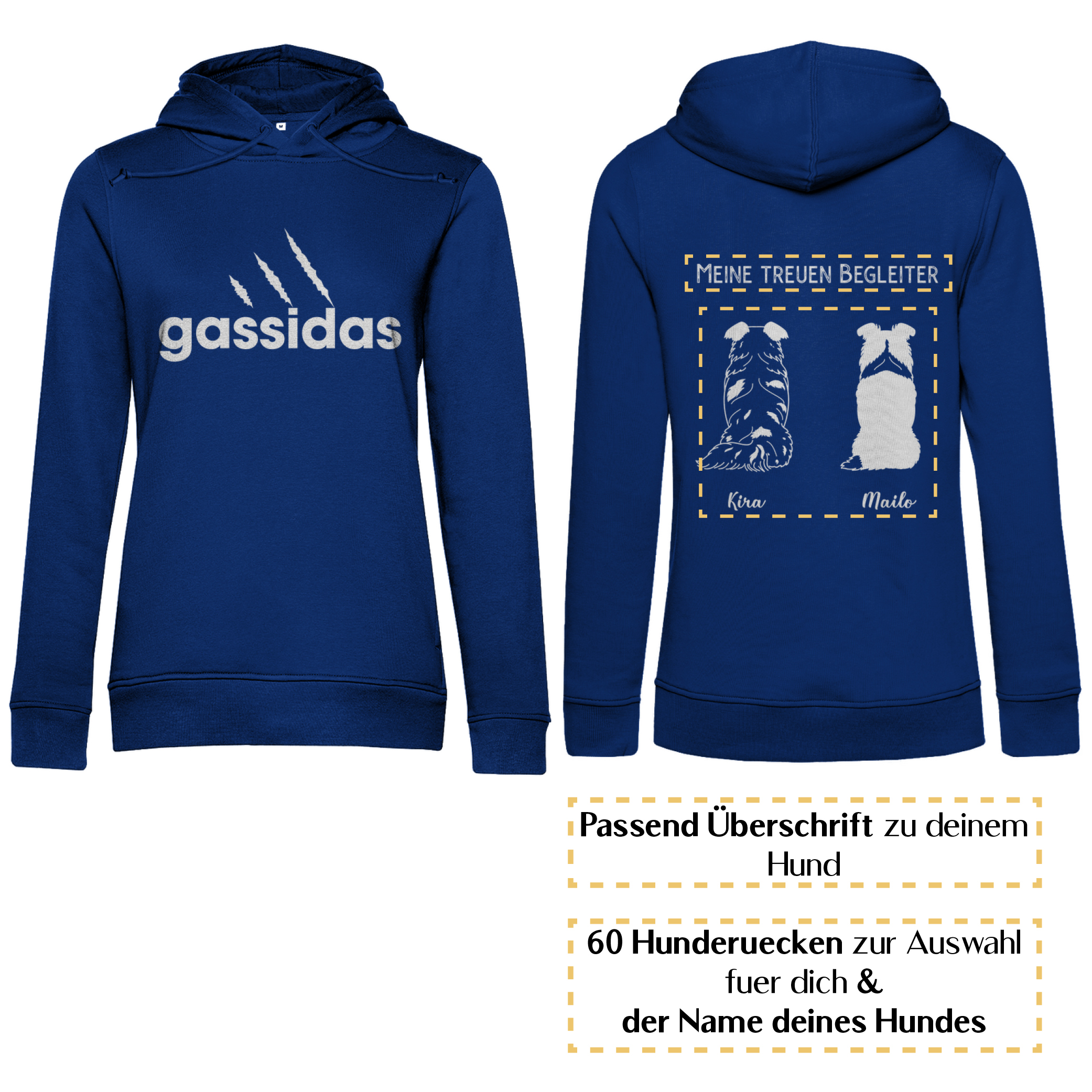 Gassidas basic modern weiss – Hunderücken/ Damen Bio-Hoodie - Image 6