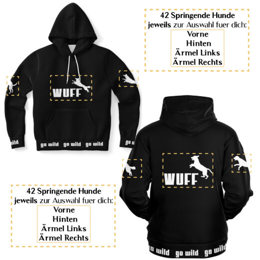 Wuff basic weiss / Genderneutraler AoP-Hoodie