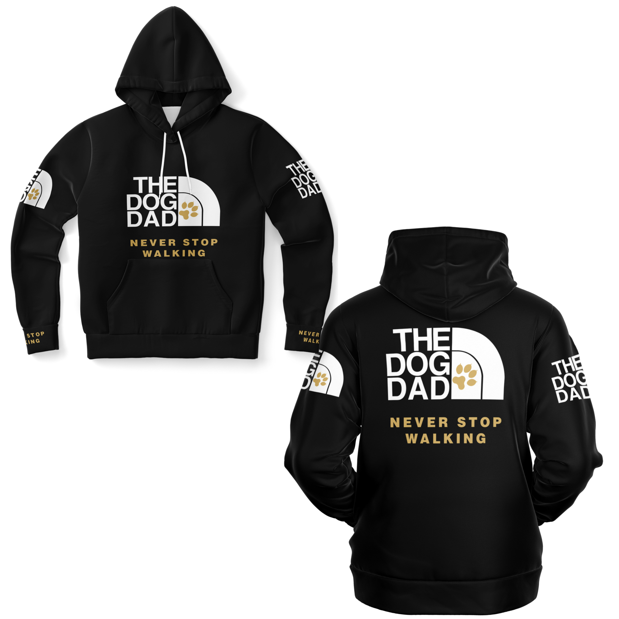 Dog Dad gold / Genderneutraler AoP-Hoodie