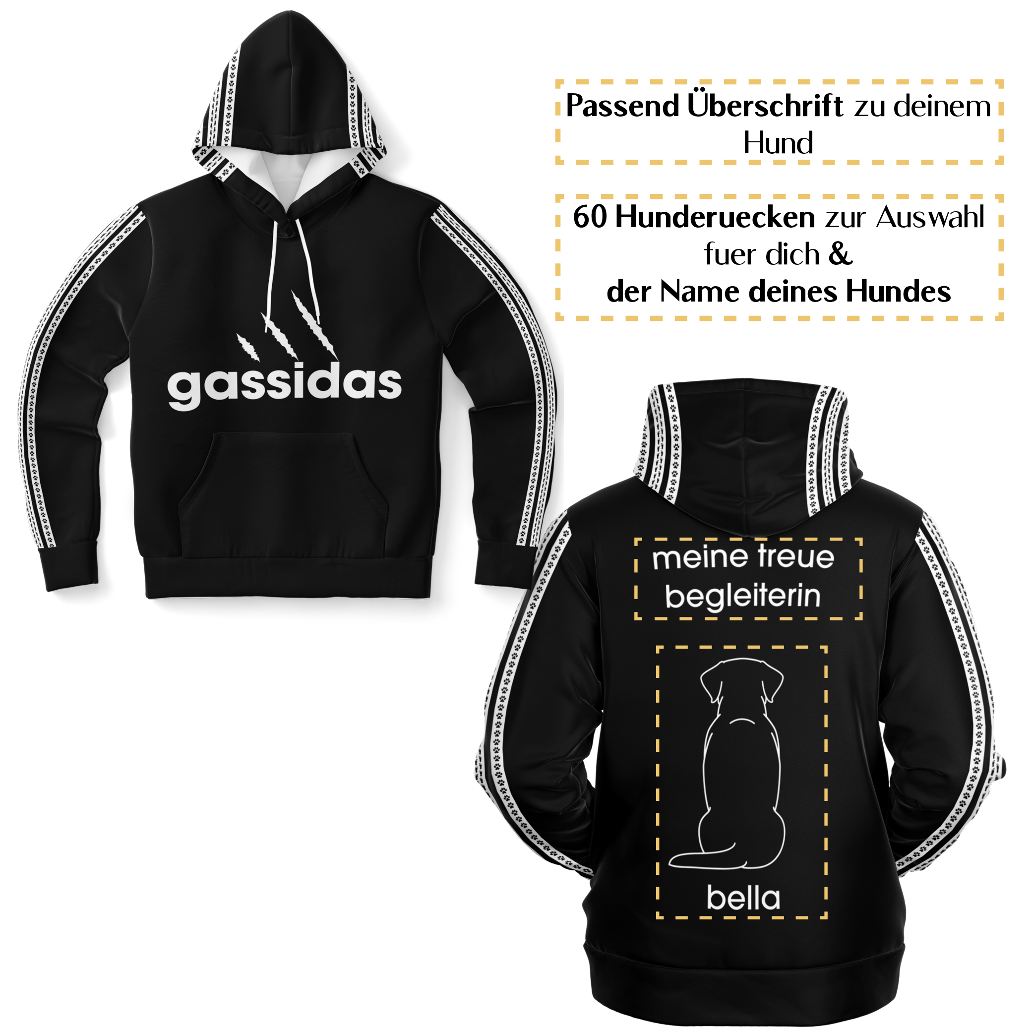 Gassidas basic modern weiss – Hundrücken/Genderneutraler AoP-Hoodie - Image 2