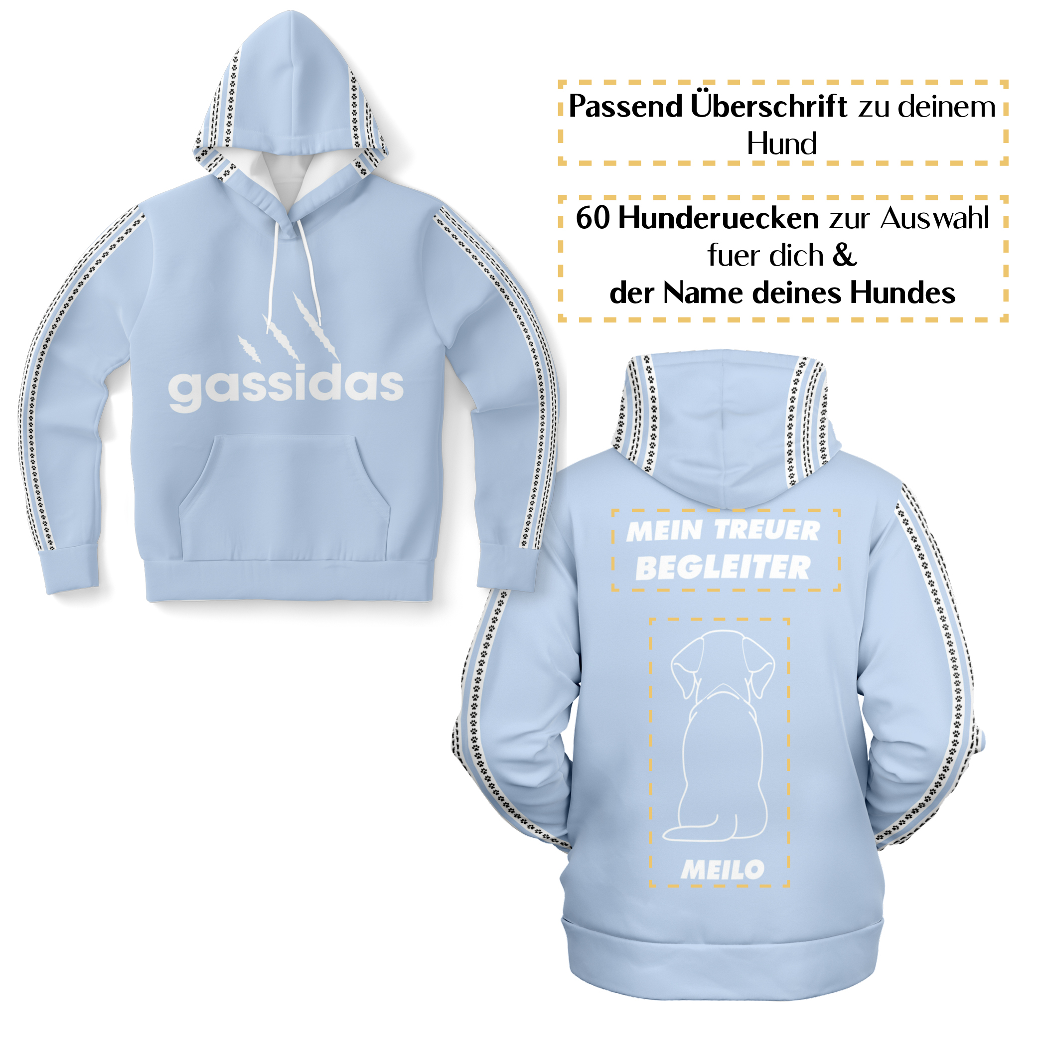 Gassidas basic modern weiss – Hundrücken/Genderneutraler AoP-Hoodie - Image 5