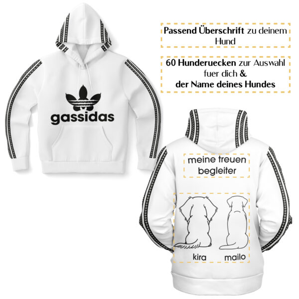 Gassidas basic retro schwarz – Hundrücken/Genderneutraler AoP-Hoodie