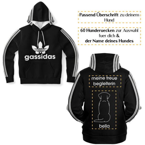 Gassidas basic retro weiss – Hundrücken/Genderneutraler AoP-Hoodie