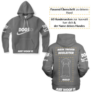 Dogs basic weiss – Hundrücken/Genderneutraler AoP-Hoodie - Image 3
