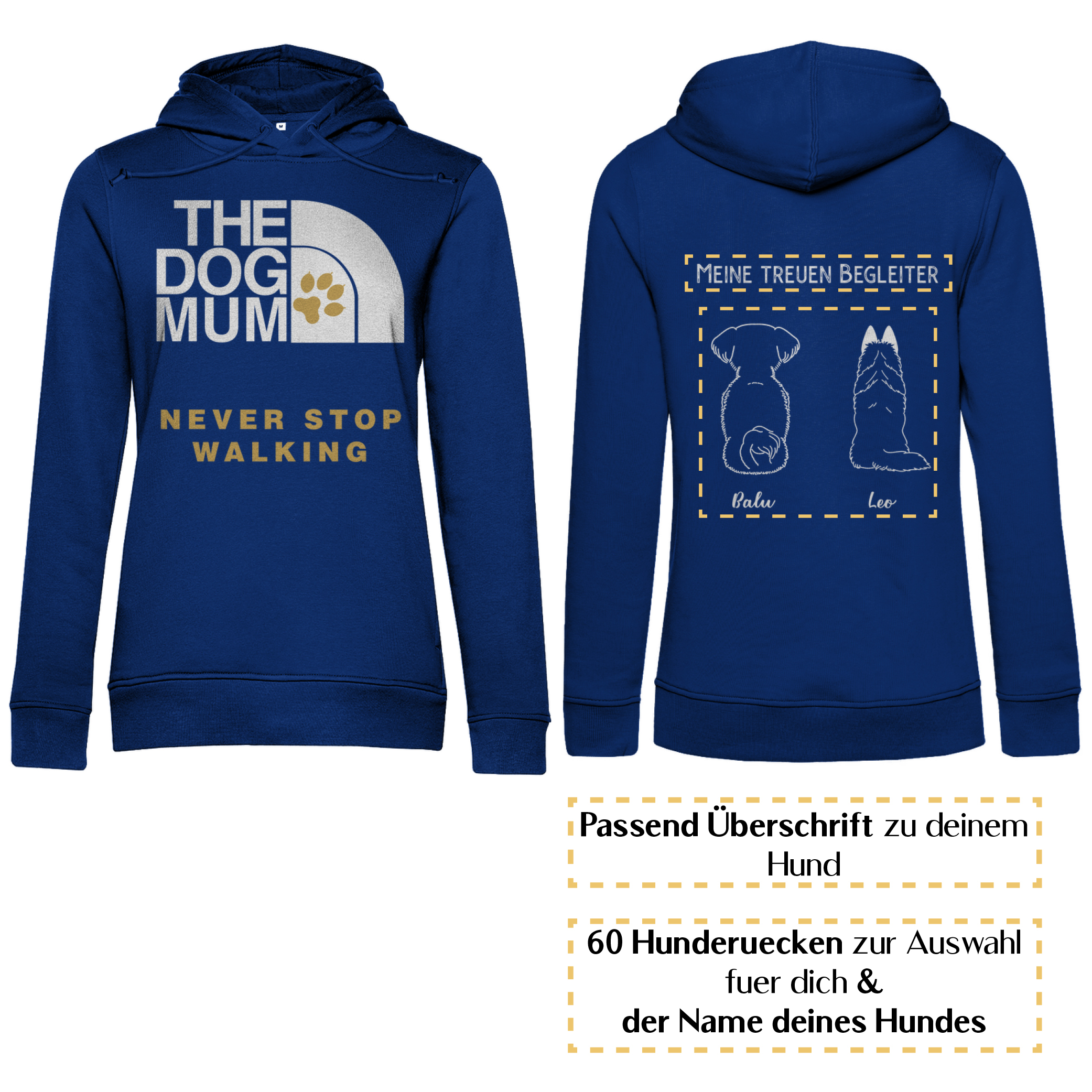 Dog Mum gold – Hunderücken / Damen Bio-Hoodie - Image 6