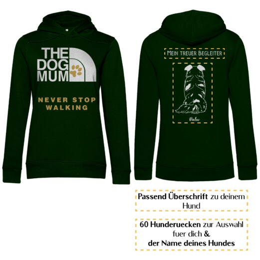 Dog Mum gold – Hunderücken / Damen Bio-Hoodie