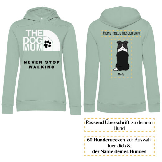 Dog Mum schwarz – Hunderücken / Damen Bio-Hoodie