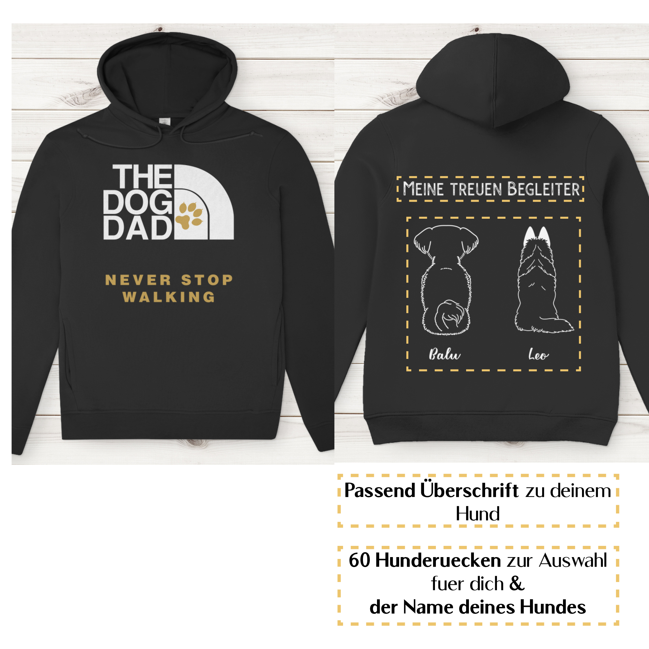 Dog Dad gold – Hunderücken / Herren Bio-Hoodie