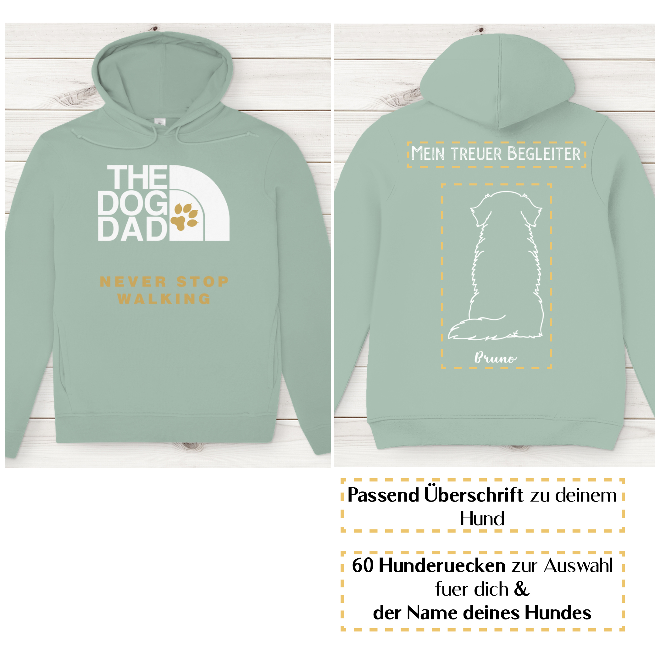 Dog Dad gold – Hunderücken / Herren Bio-Hoodie - Image 4