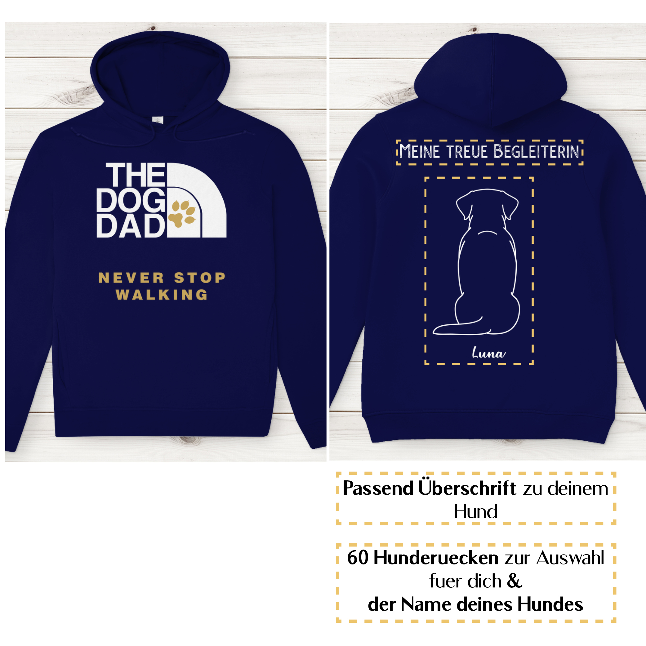 Dog Dad gold – Hunderücken / Herren Bio-Hoodie - Image 6