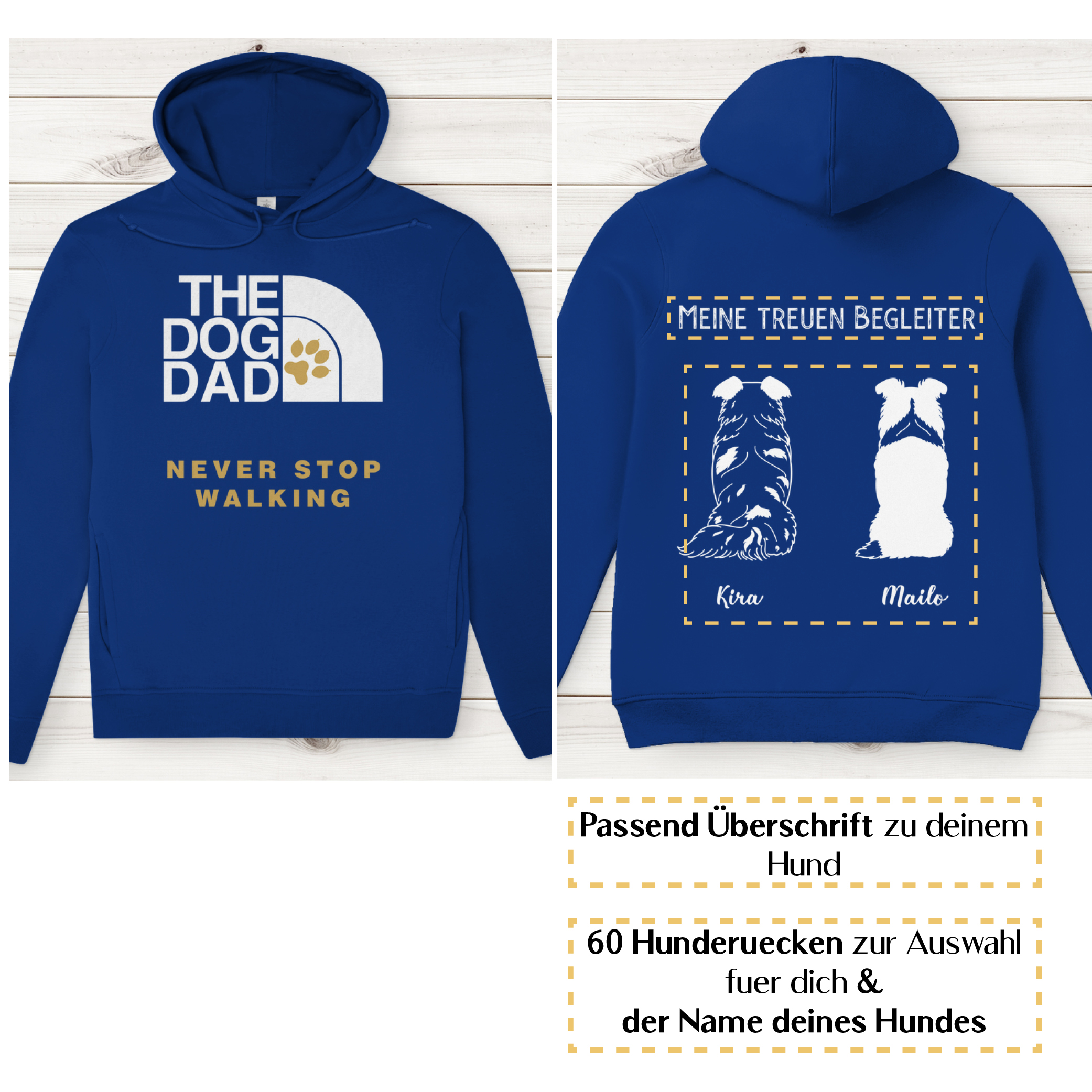 Dog Dad gold – Hunderücken / Herren Bio-Hoodie - Image 5