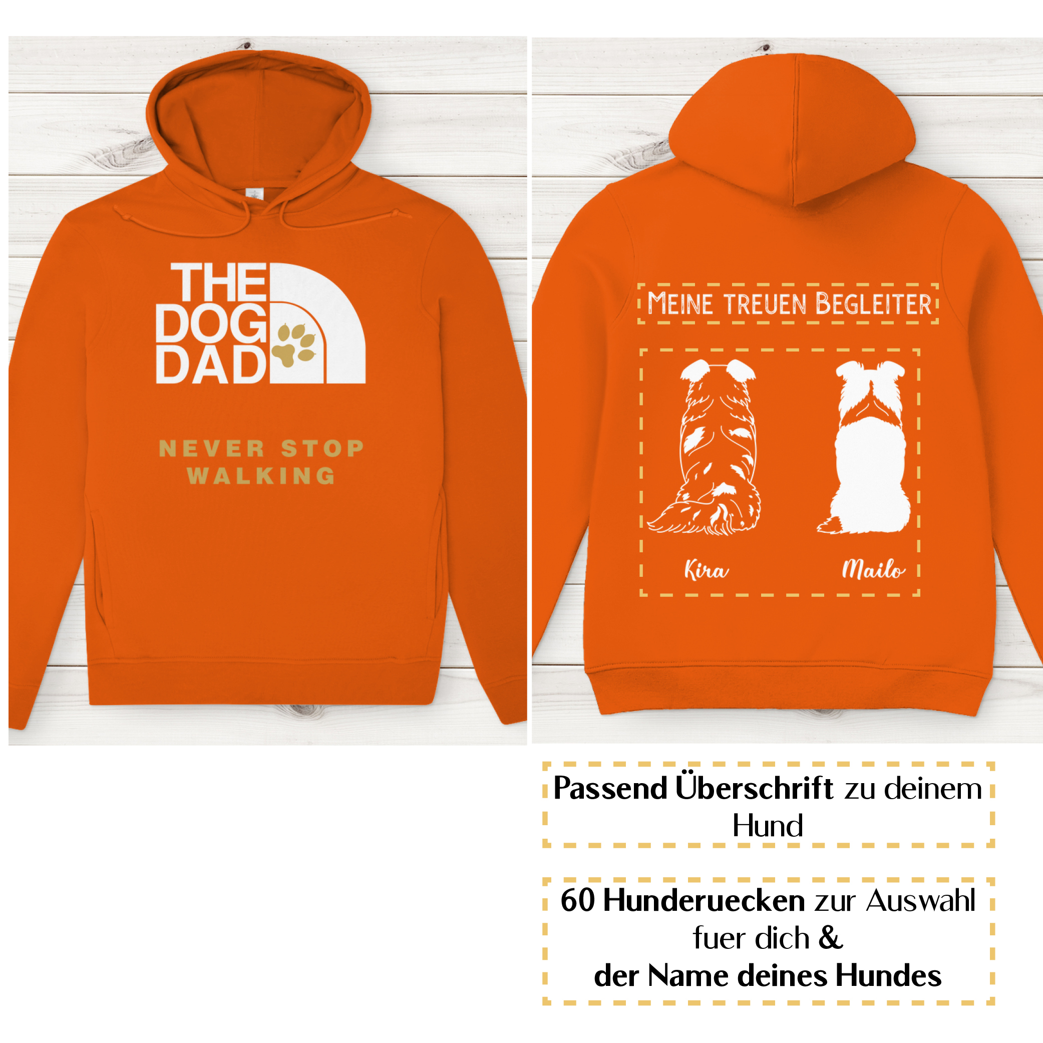 Dog Dad gold – Hunderücken / Herren Bio-Hoodie - Image 7