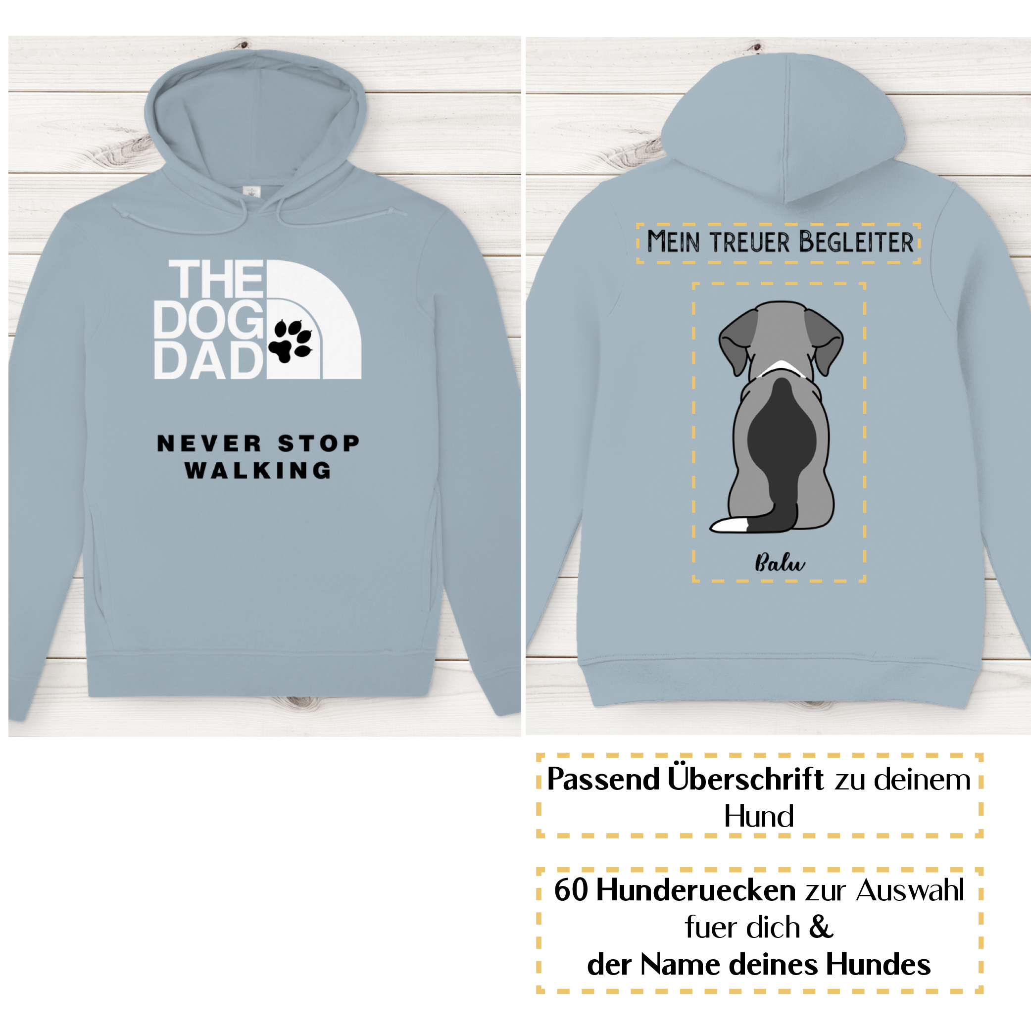 Dog Dad schwarz– Hunderücken / Herren Bio-Hoodie - Image 4