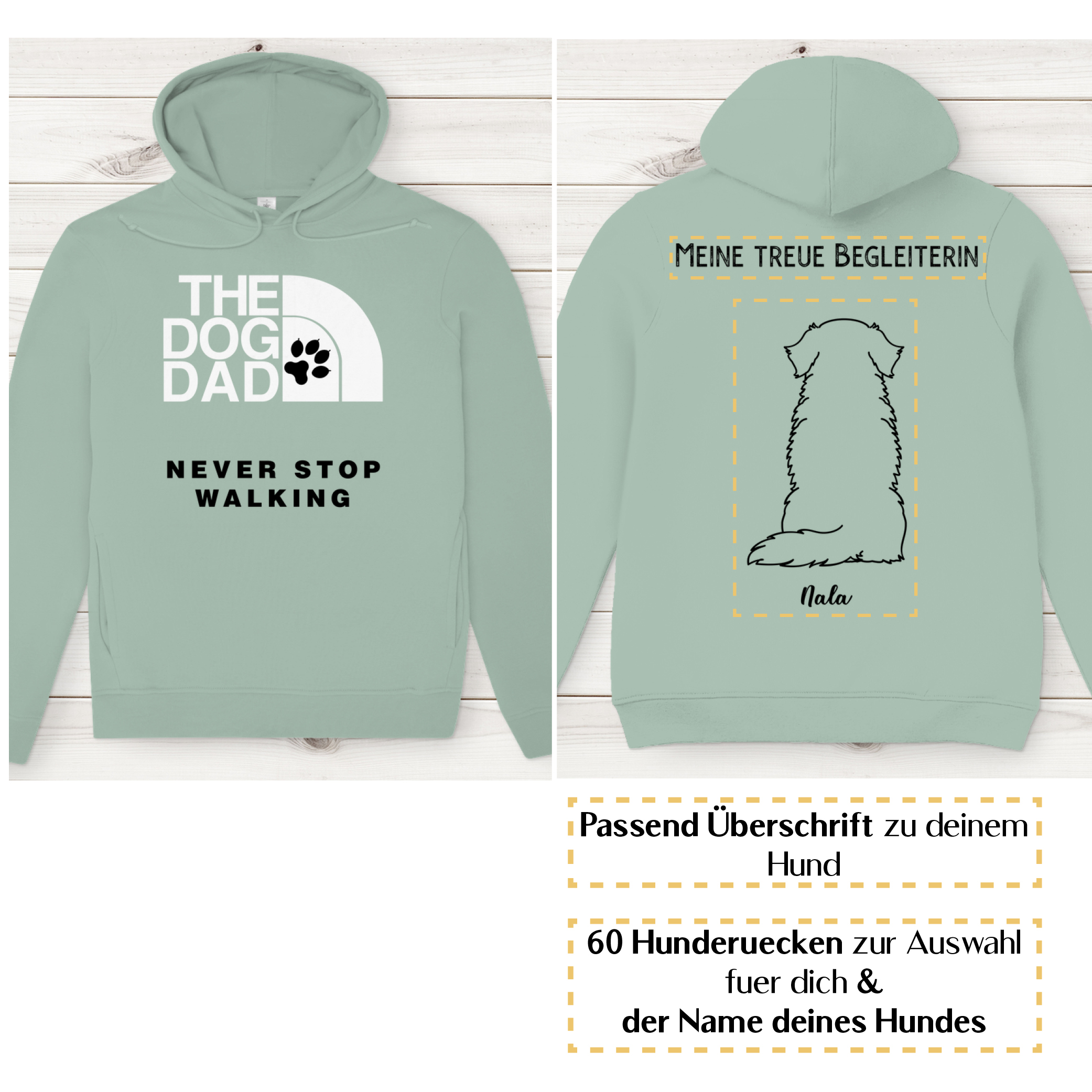 Dog Dad schwarz– Hunderücken / Herren Bio-Hoodie - Image 3
