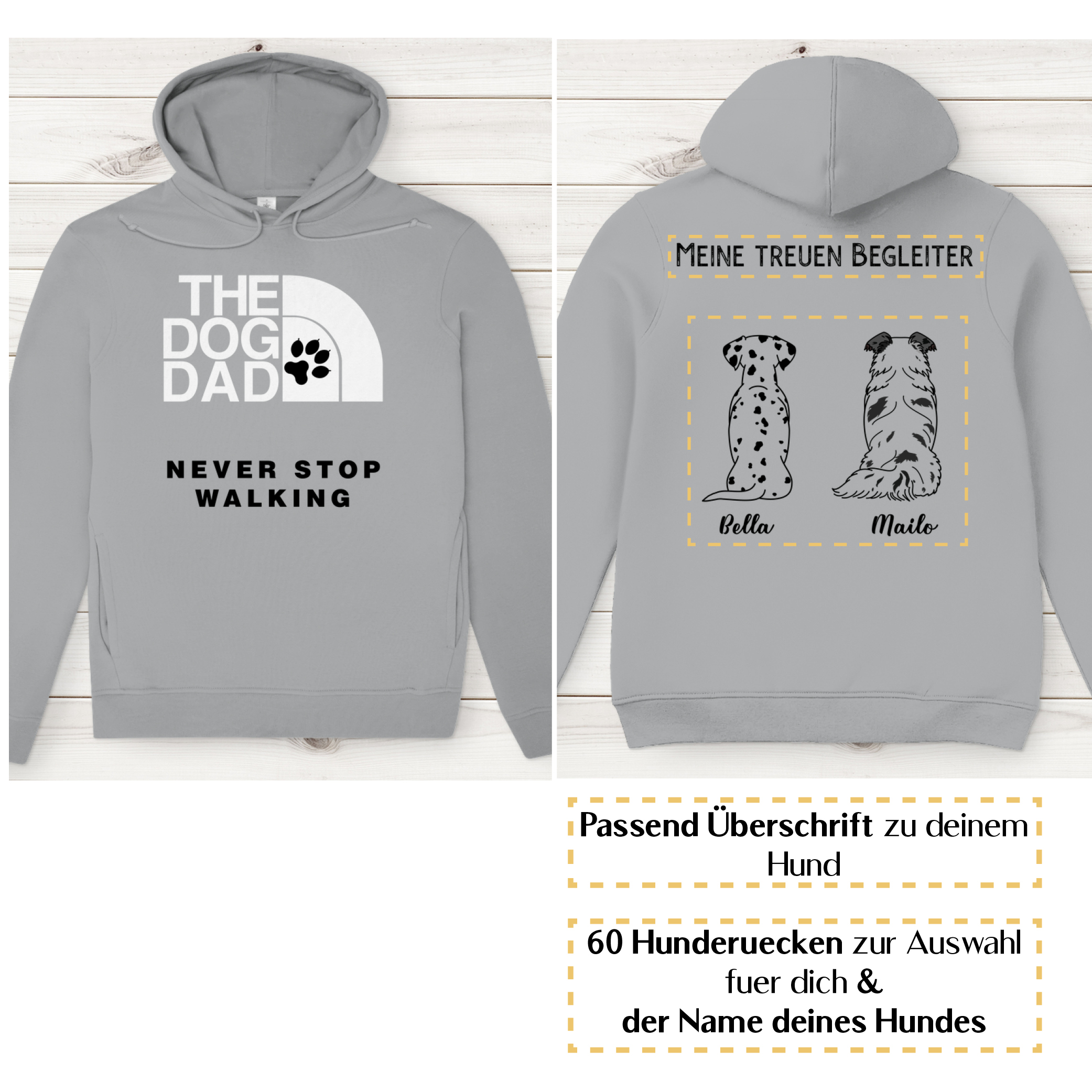 Dog Dad schwarz– Hunderücken / Herren Bio-Hoodie