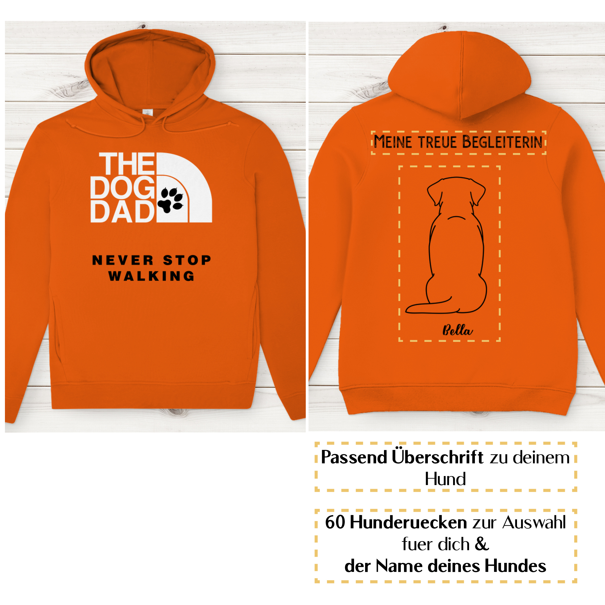 Dog Dad schwarz– Hunderücken / Herren Bio-Hoodie - Image 6