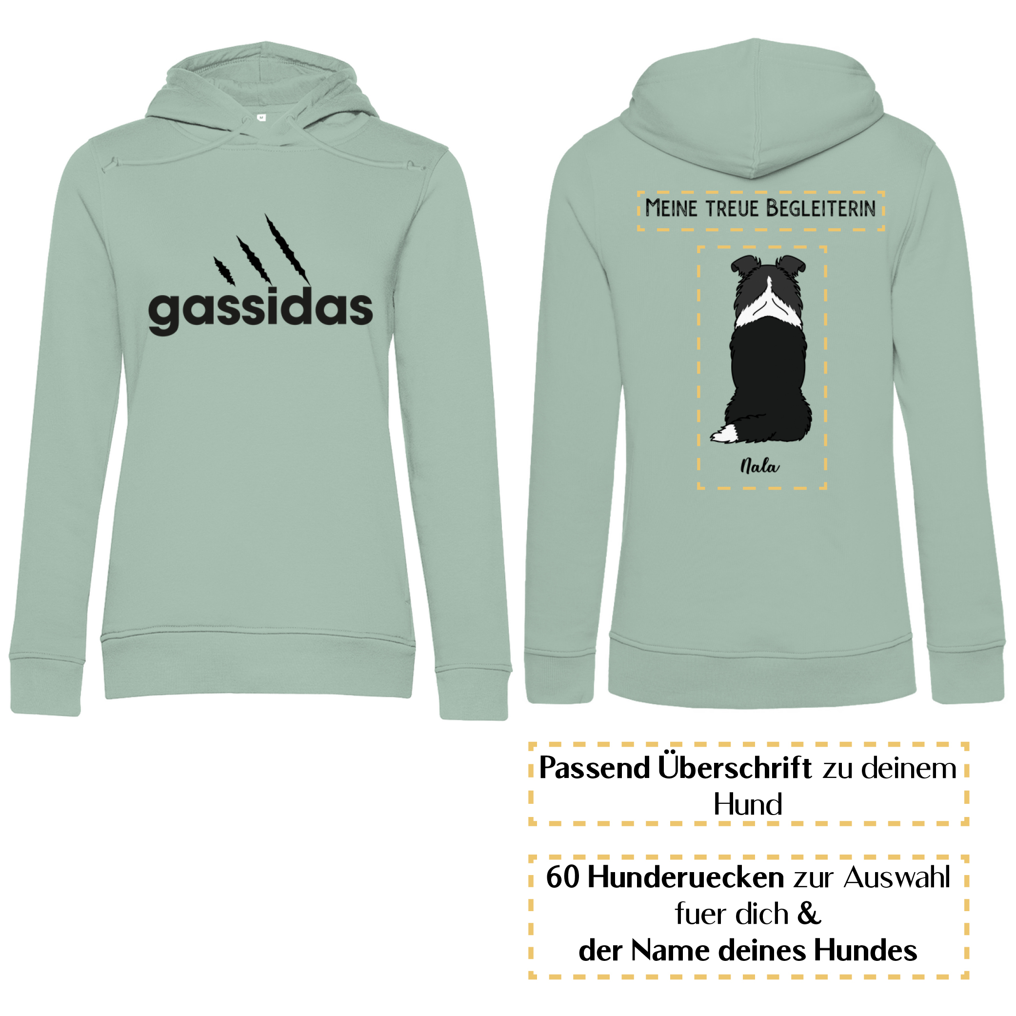 Gassidas basic modern schwarz – Hunderücken/ Damen Bio-Hoodie - Image 5