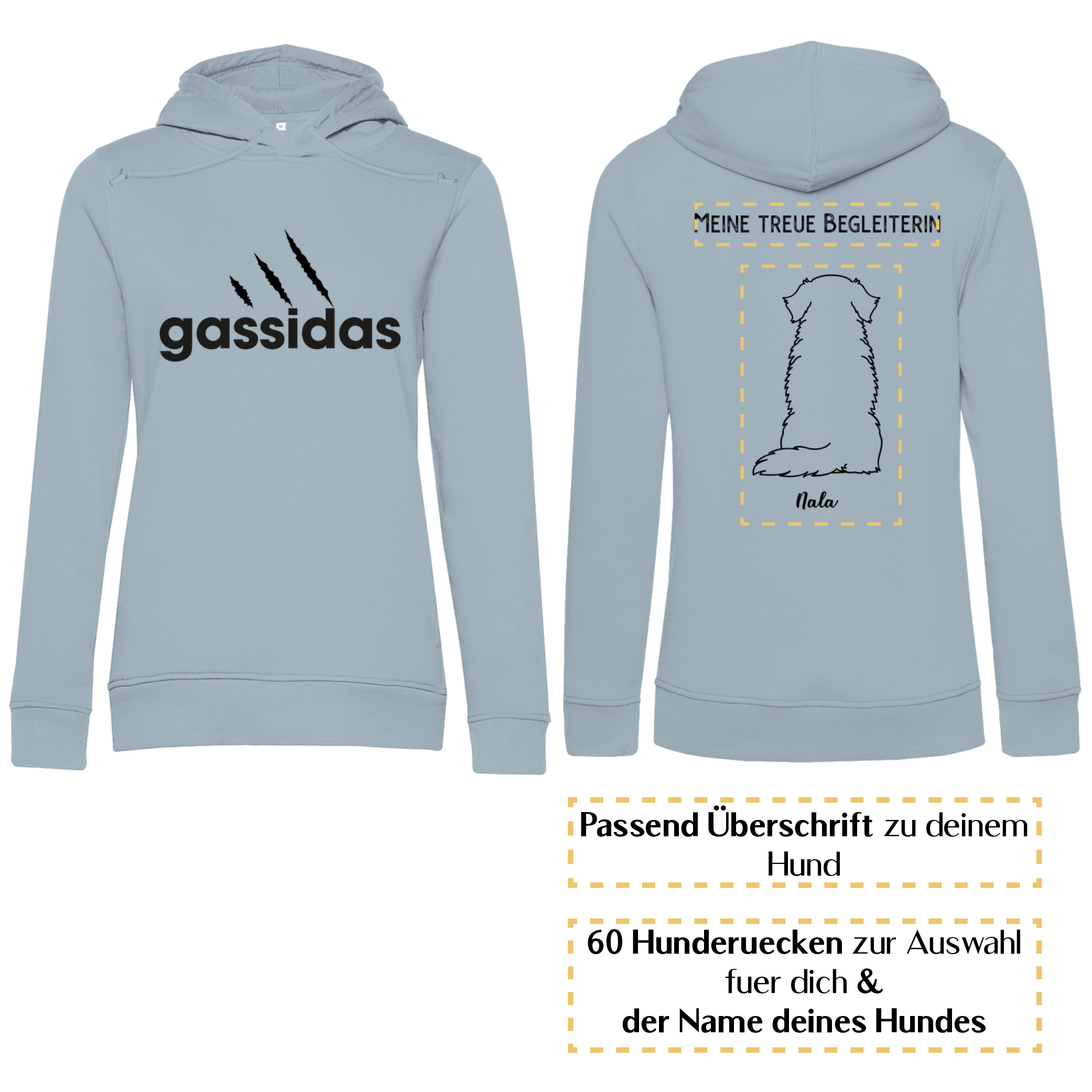 Gassidas basic modern schwarz – Hunderücken/ Damen Bio-Hoodie - Image 6