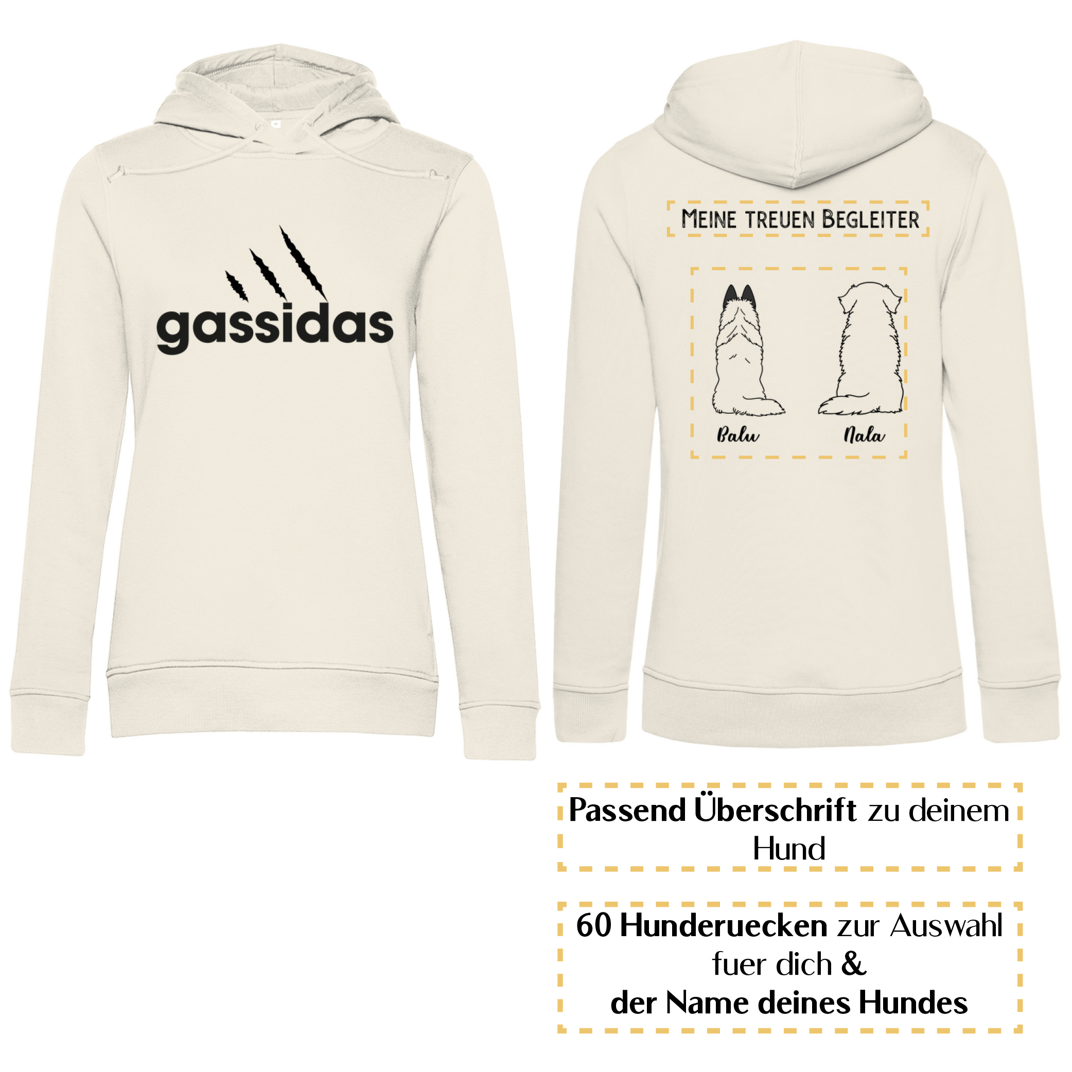 Gassidas basic modern schwarz – Hunderücken/ Damen Bio-Hoodie - Image 3
